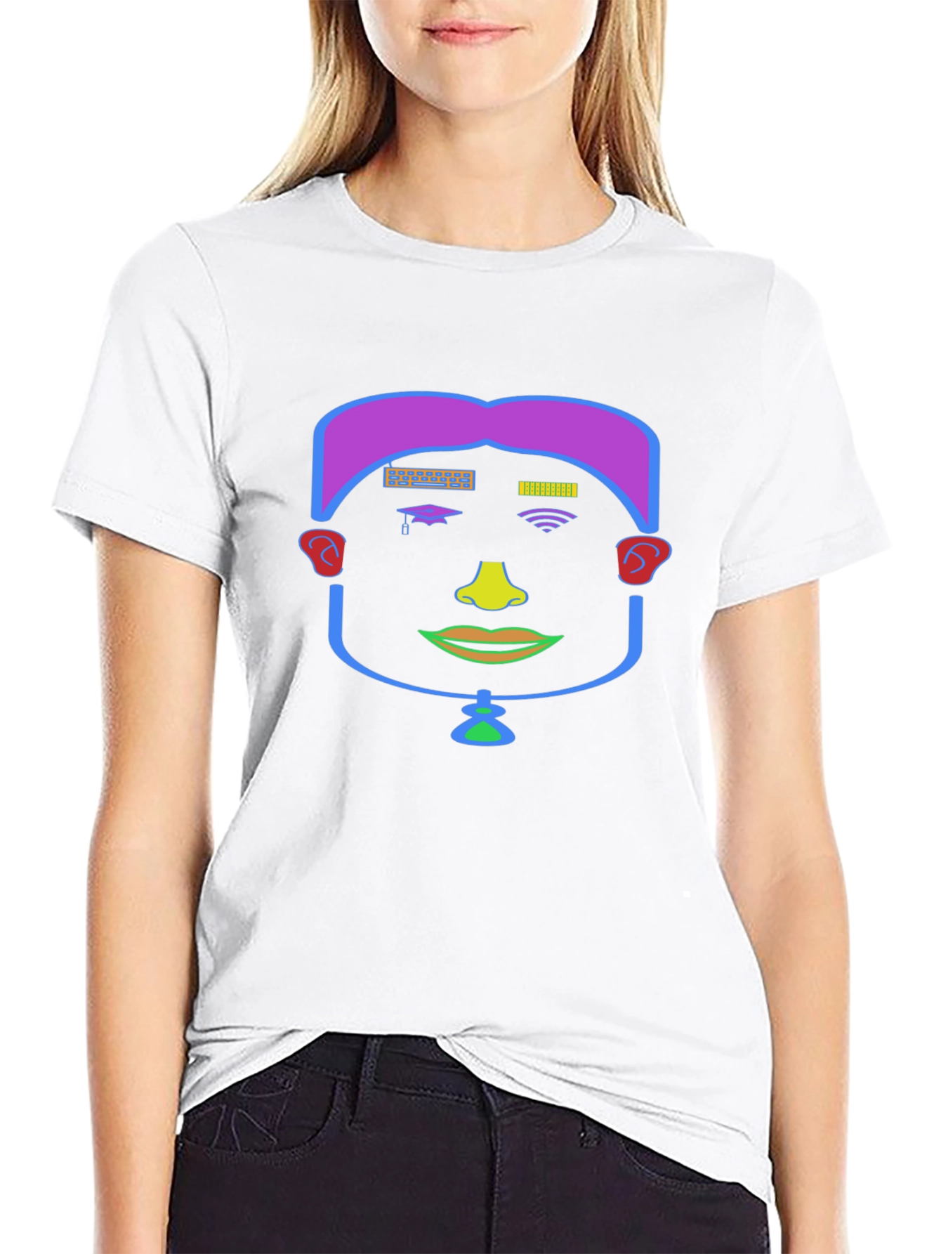 Abstract Face Graphic Tee - Unique Style