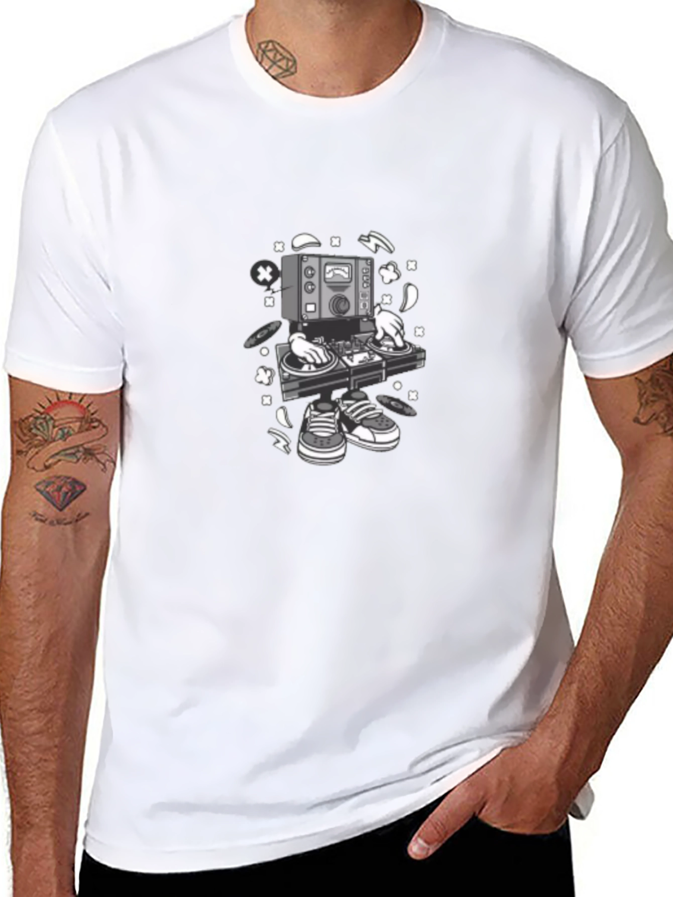 DJ Turntable Graphic T-Shirt - Black