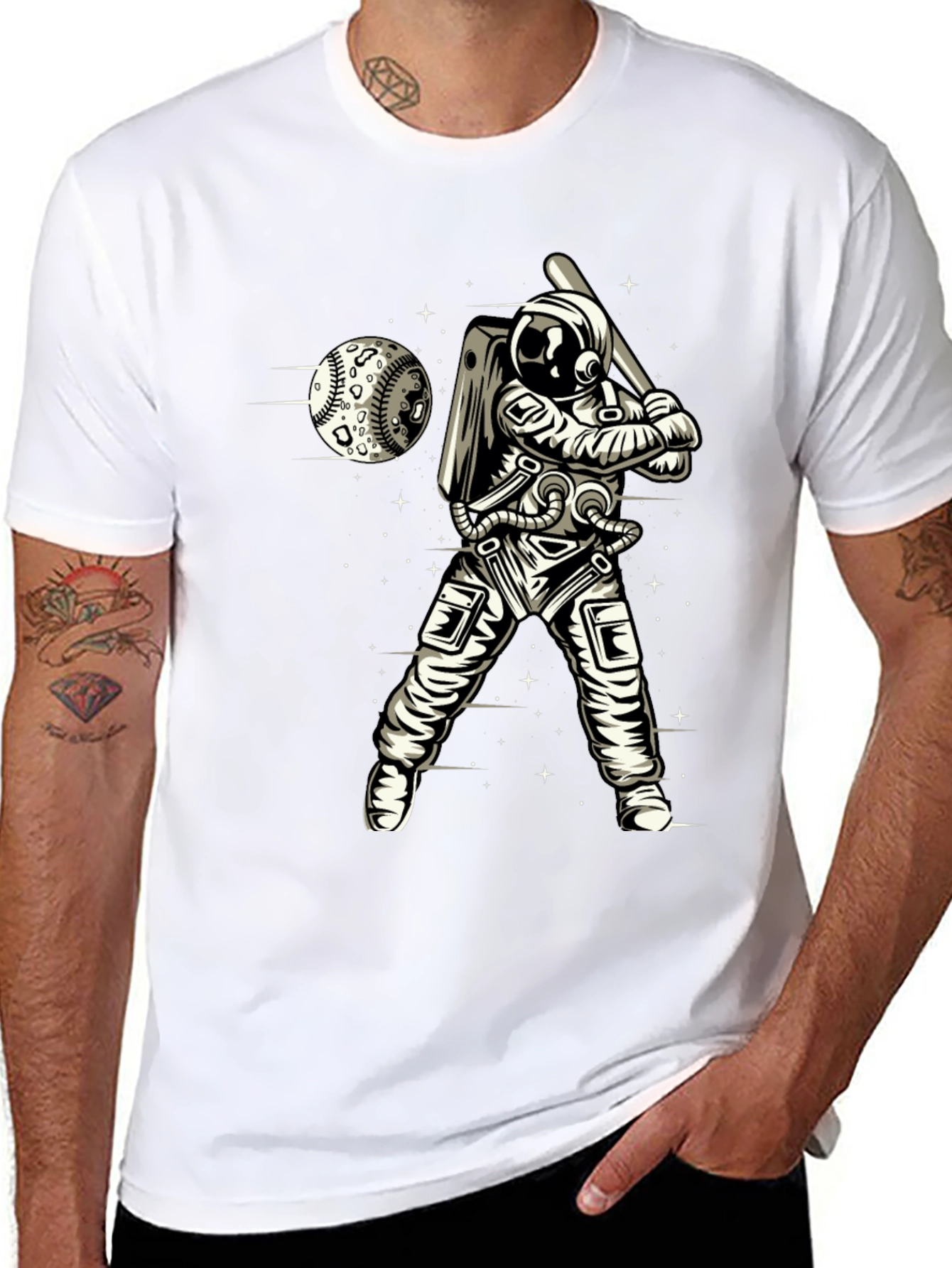 Astronaut Baseball Graphic T-Shirt