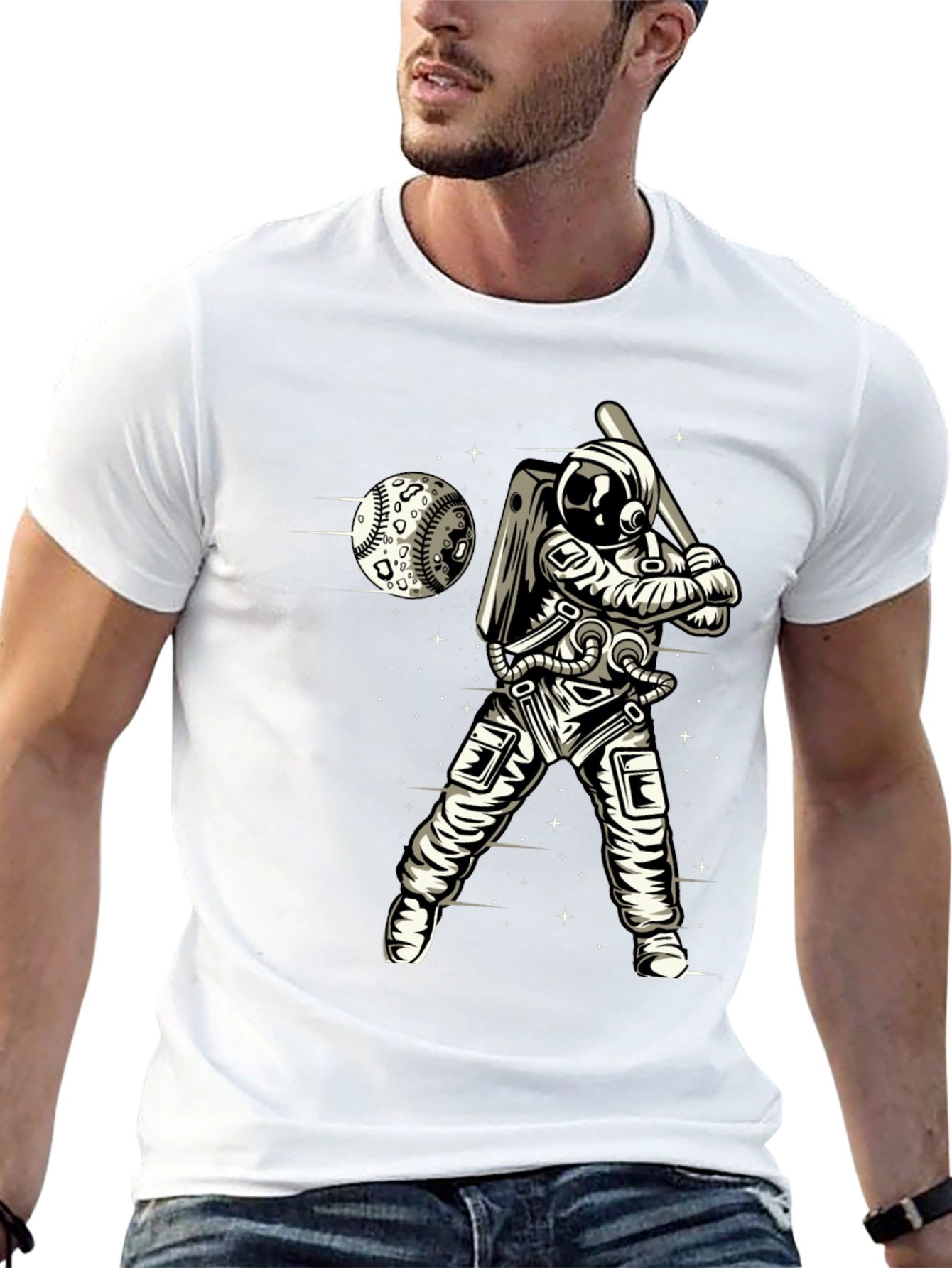 Astronaut Baseball Graphic T-Shirt