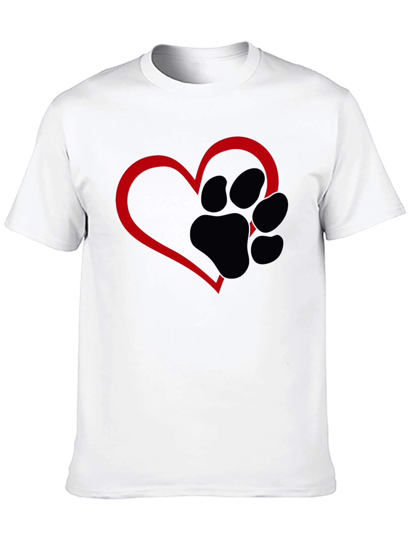 Paw Print Heart T-Shirt - Black
