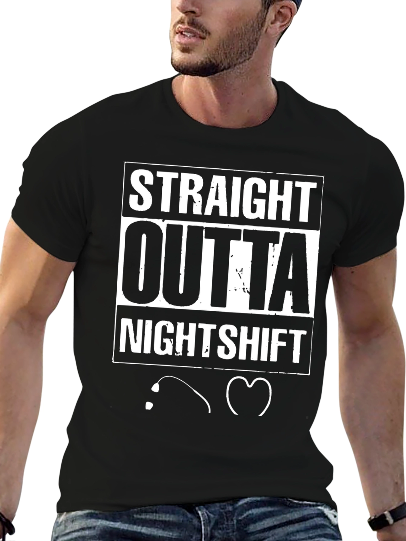 Straight Outta Nightshift Black Graphic Tee