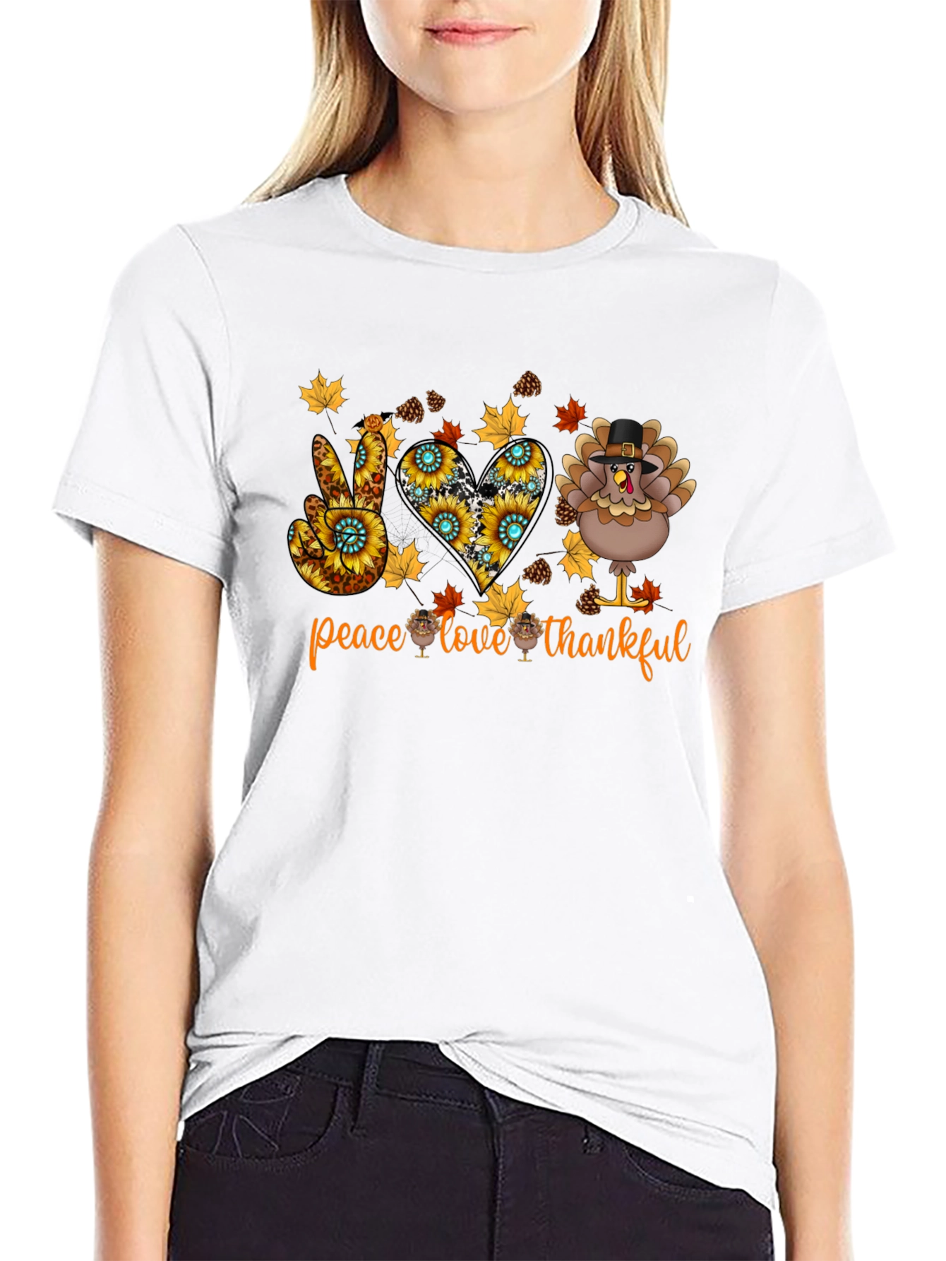 Peace Love Thankful Thanksgiving T-Shirt