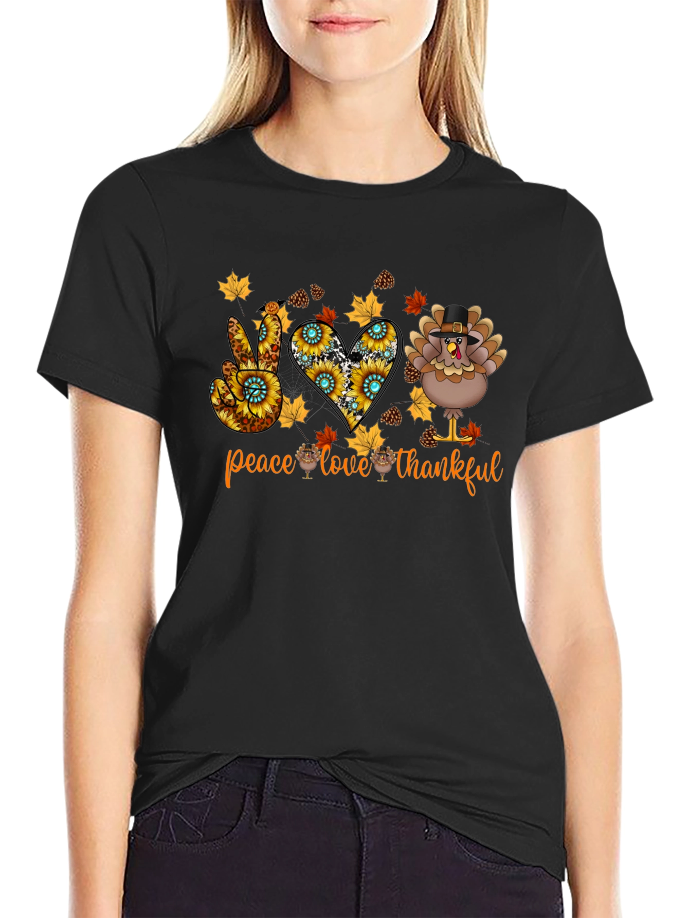 Peace Love Thankful Thanksgiving T-Shirt