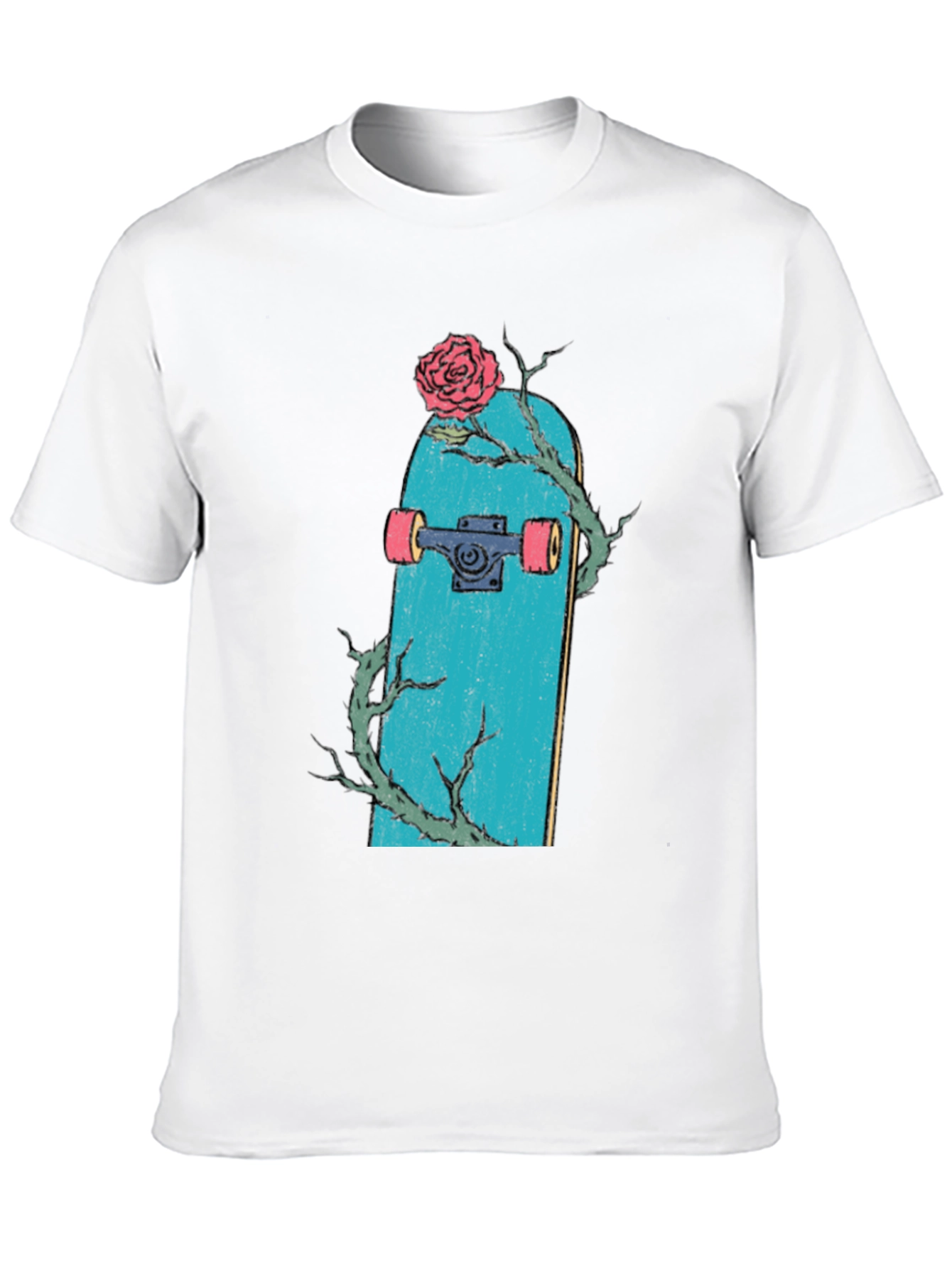 Skateboard Rose Graphic Tee - Stylish Mens Black T-Shirt