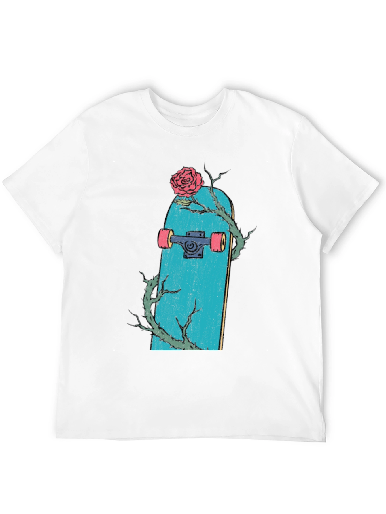 Skateboard Rose Graphic Tee - Stylish Mens Black T-Shirt