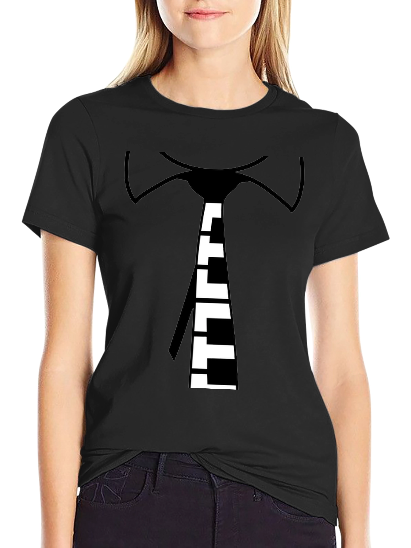 Piano Tie Graphic Black T-Shirt