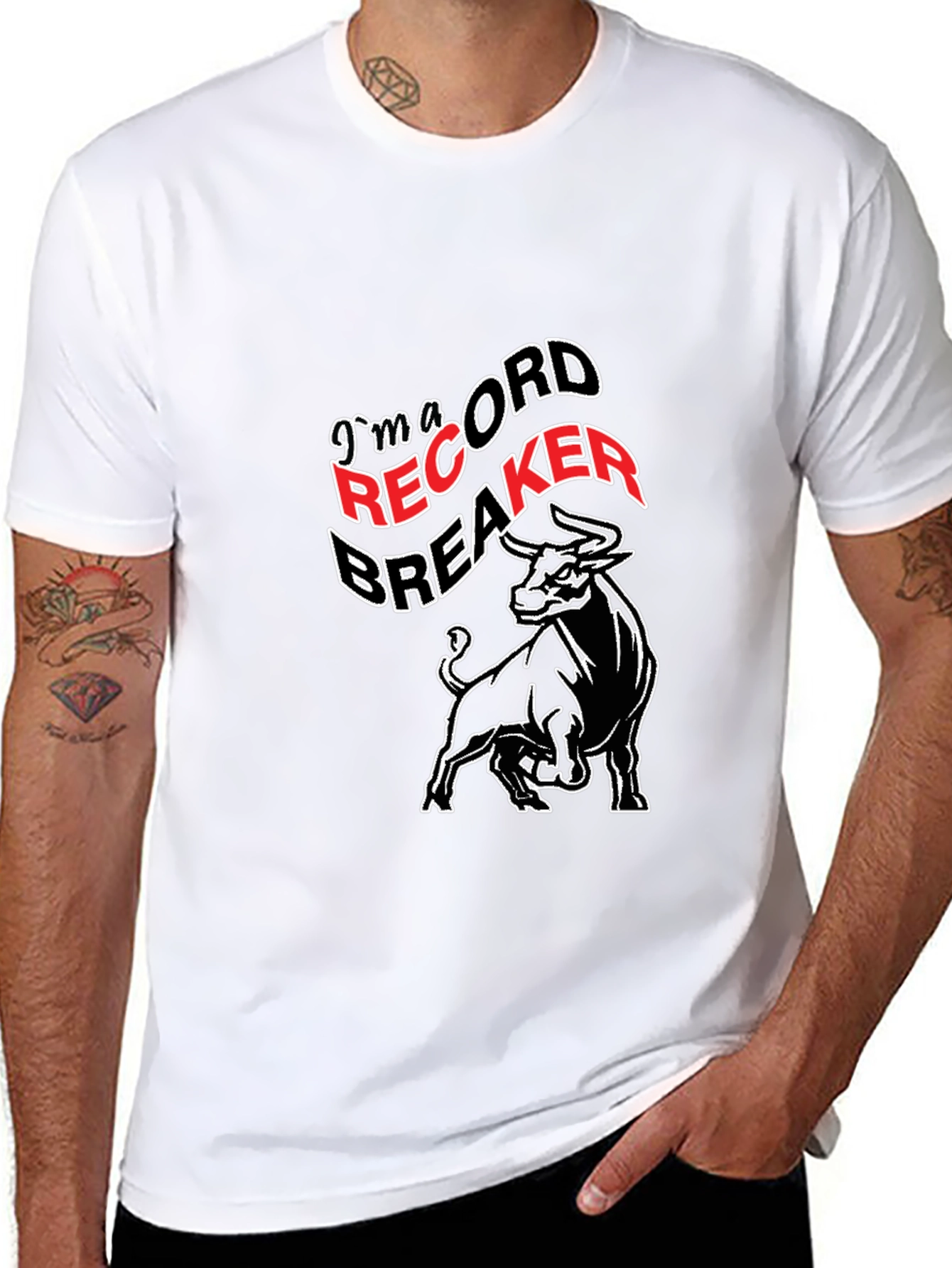 Record Breaker Bull Graphic T-Shirt
