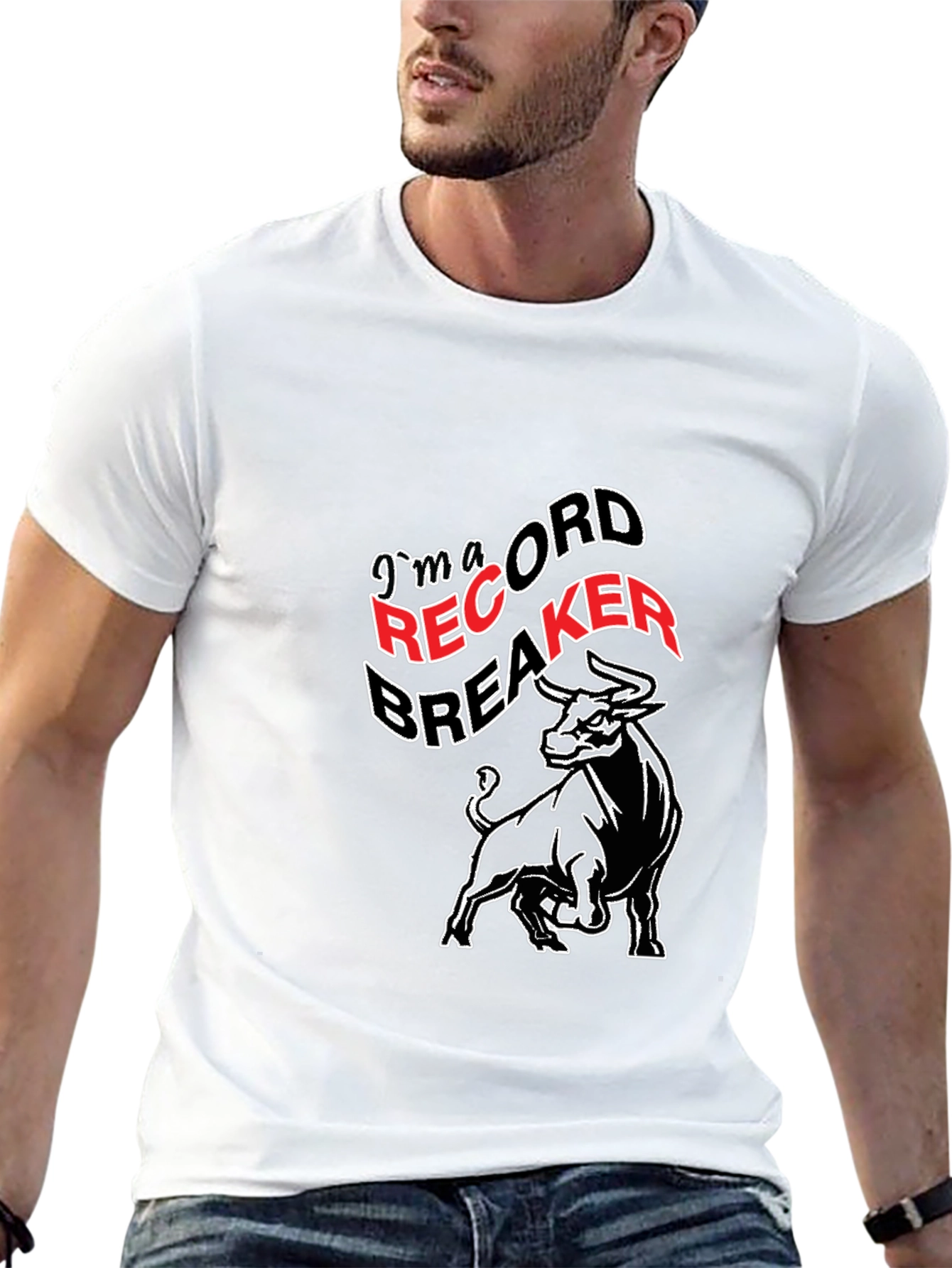 Record Breaker Bull Graphic T-Shirt