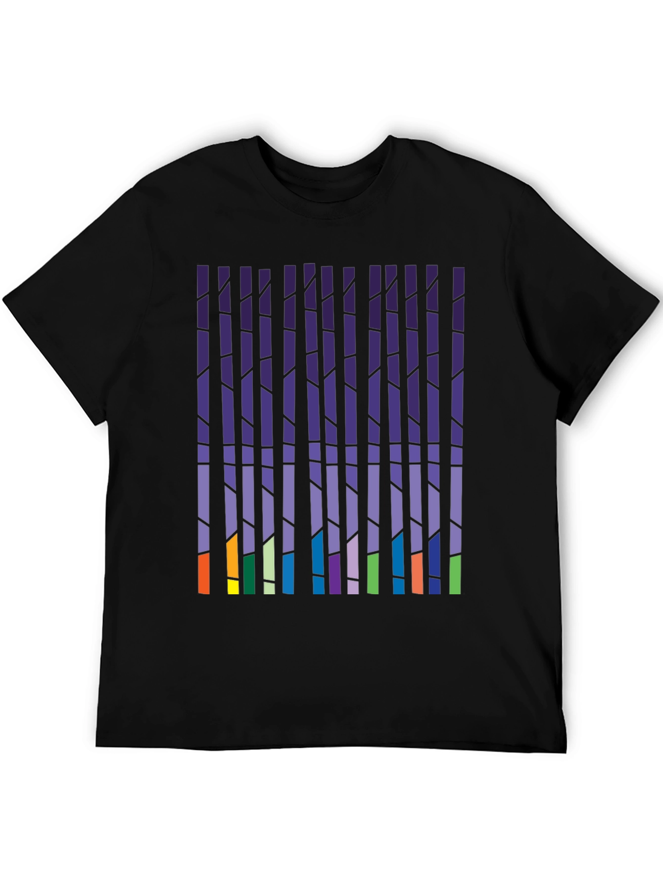 Abstract Vertical Blocks Graphic Tee - Soft Cotton Blend