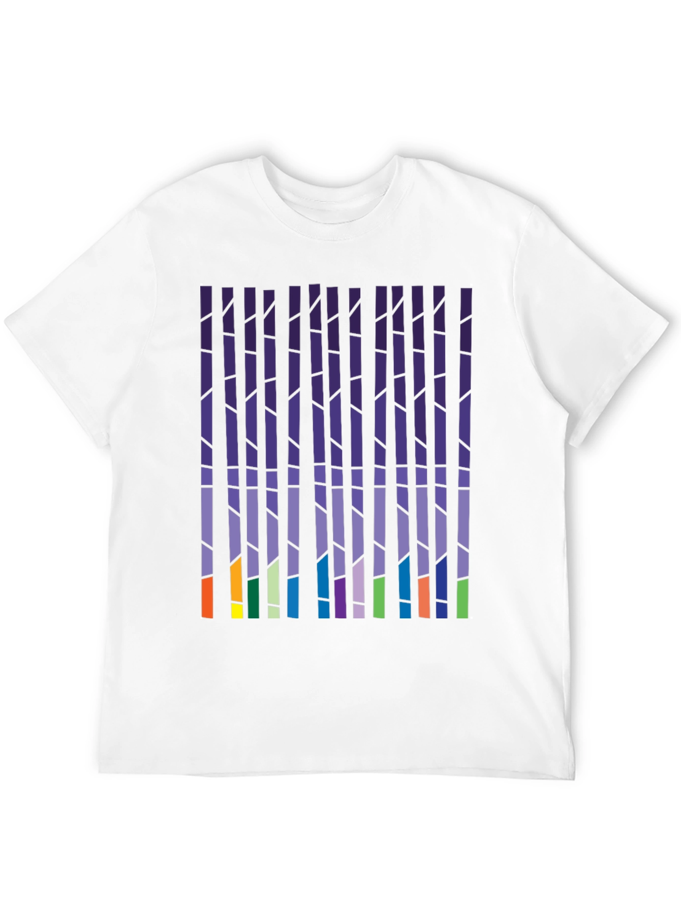 Abstract Vertical Blocks Graphic Tee - Soft Cotton Blend
