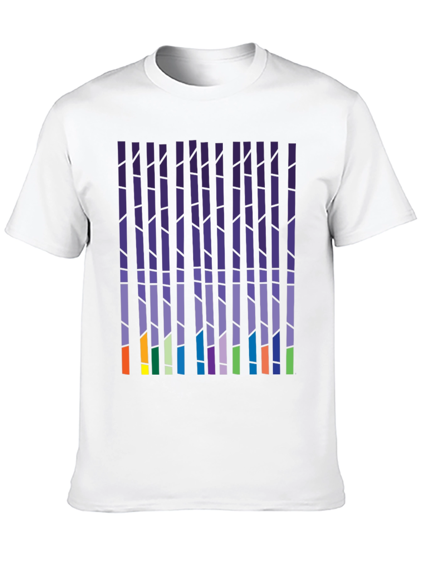 Abstract Vertical Blocks Graphic Tee - Soft Cotton Blend