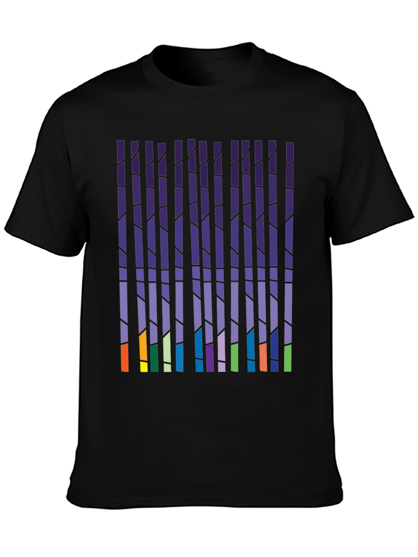 Abstract Vertical Blocks Graphic Tee - Soft Cotton Blend