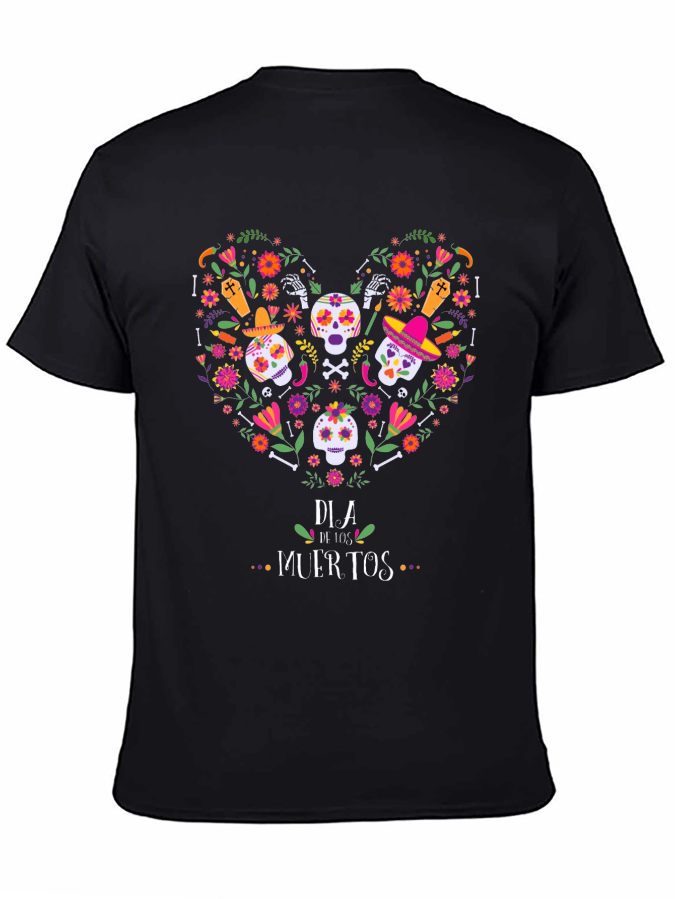 Dia de los Muertos Heart Skull T-Shirt