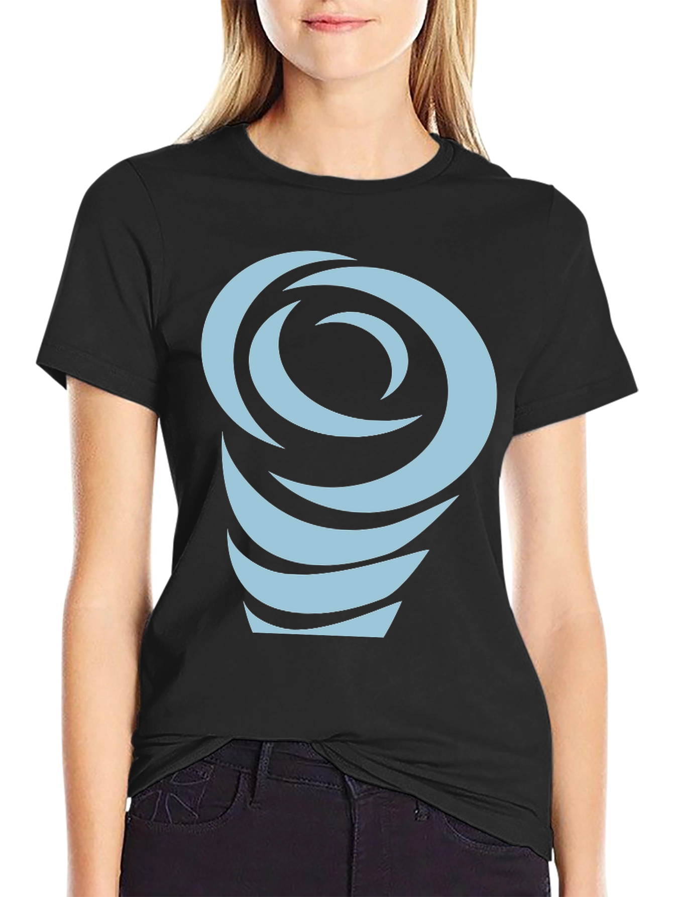 Abstract Swirl Graphic Tee - Black Cotton Blend