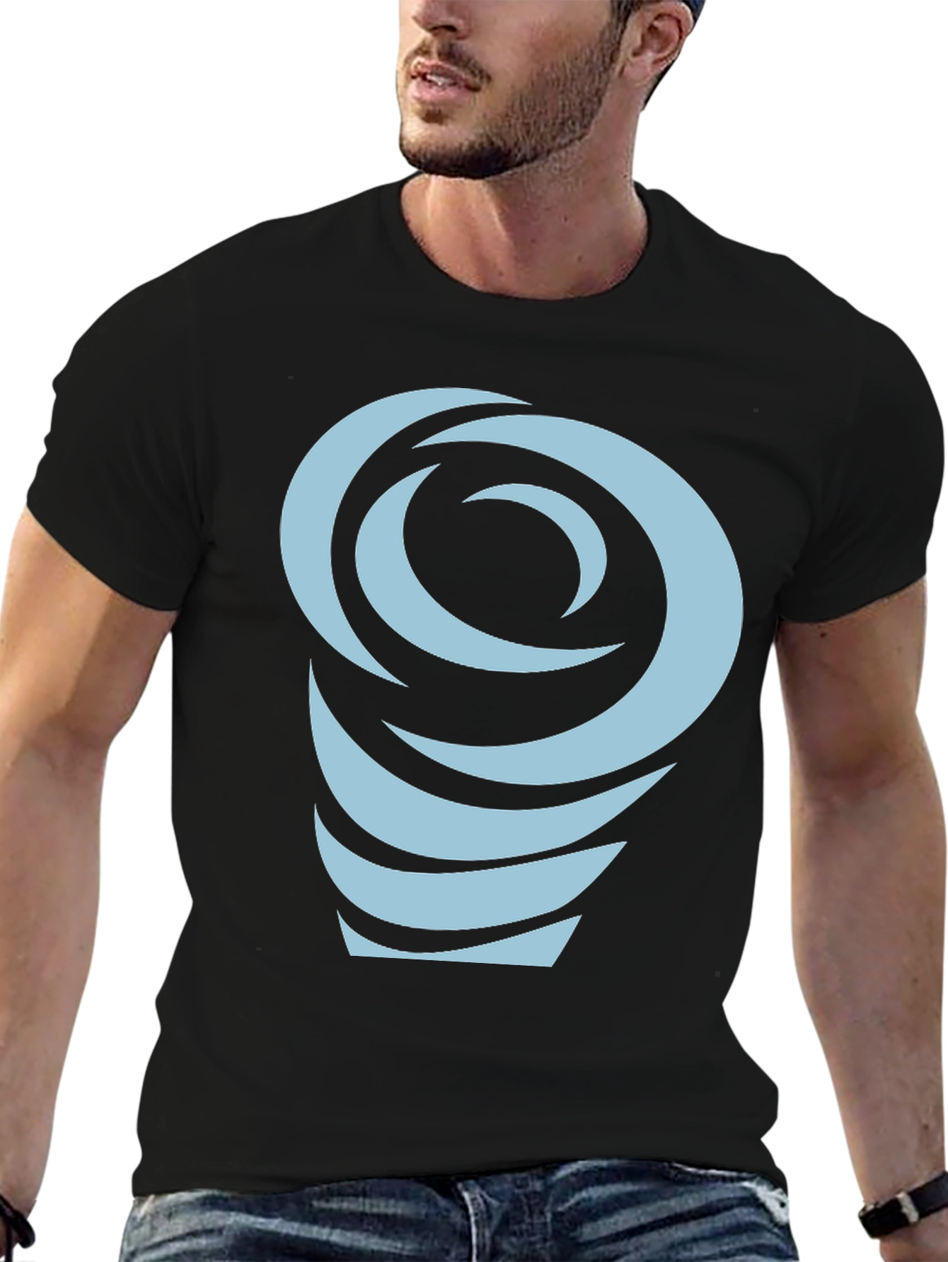 Abstract Swirl Graphic Tee - Black Cotton Blend