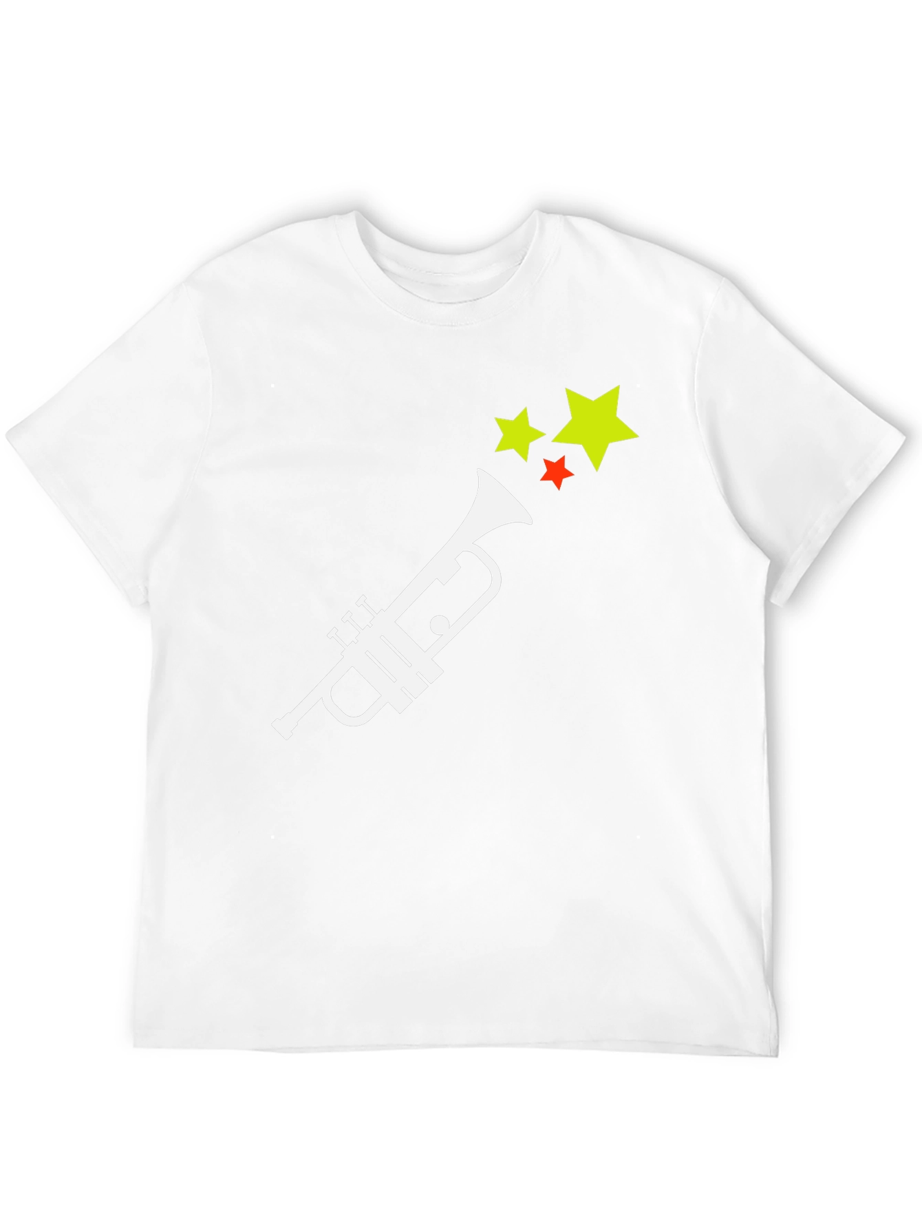 Trumpet and Stars Graphic Tee - Black Cotton