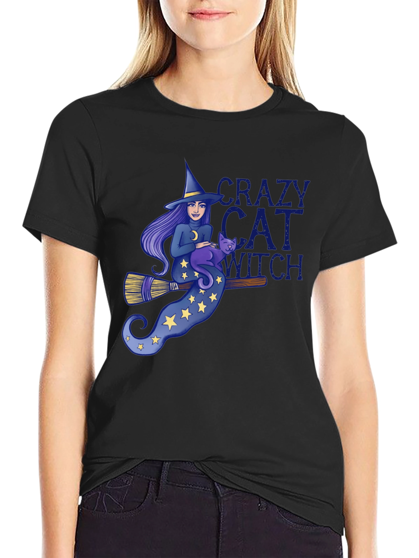 Crazy Cat Witch T-Shirt