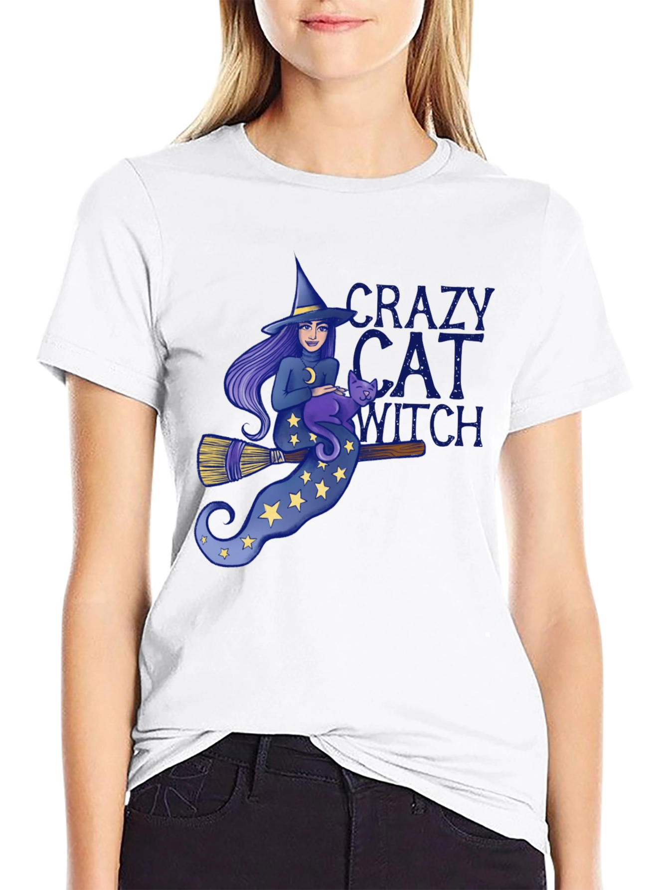 Crazy Cat Witch T-Shirt