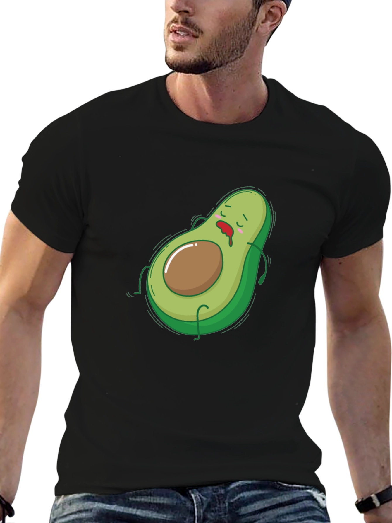 Funny Avocado Graphic T-Shirt - Black Cotton Tee