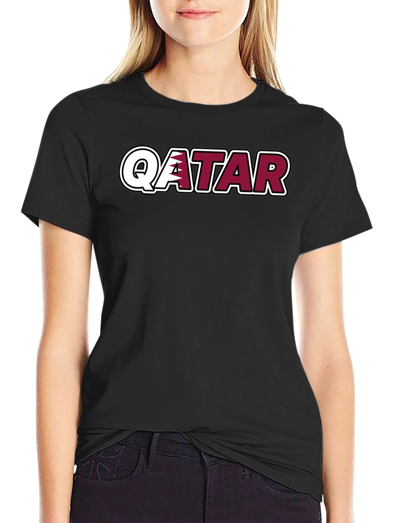 Qatar T-Shirt - Black Crew Neck