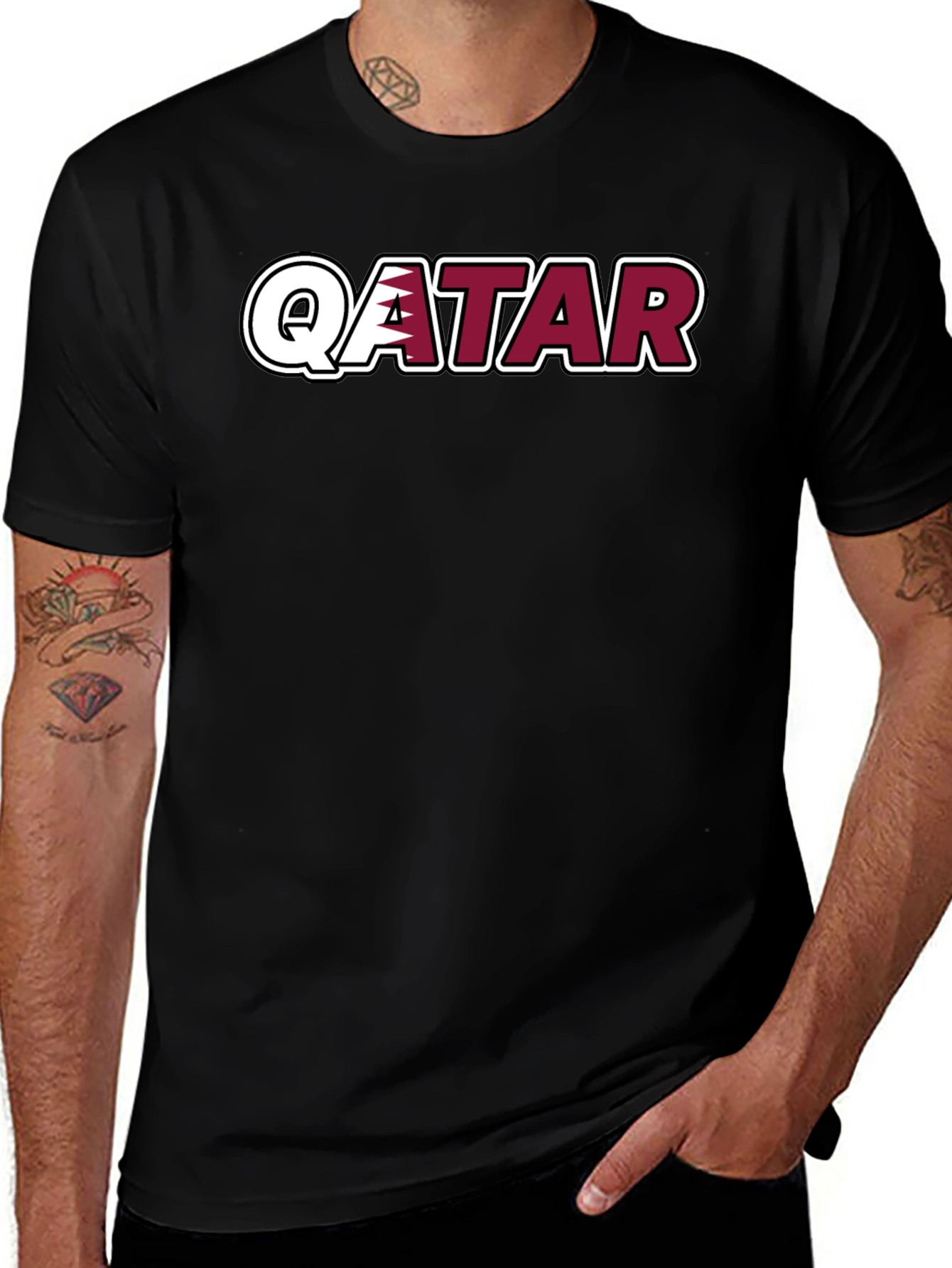Qatar T-Shirt - Black Crew Neck
