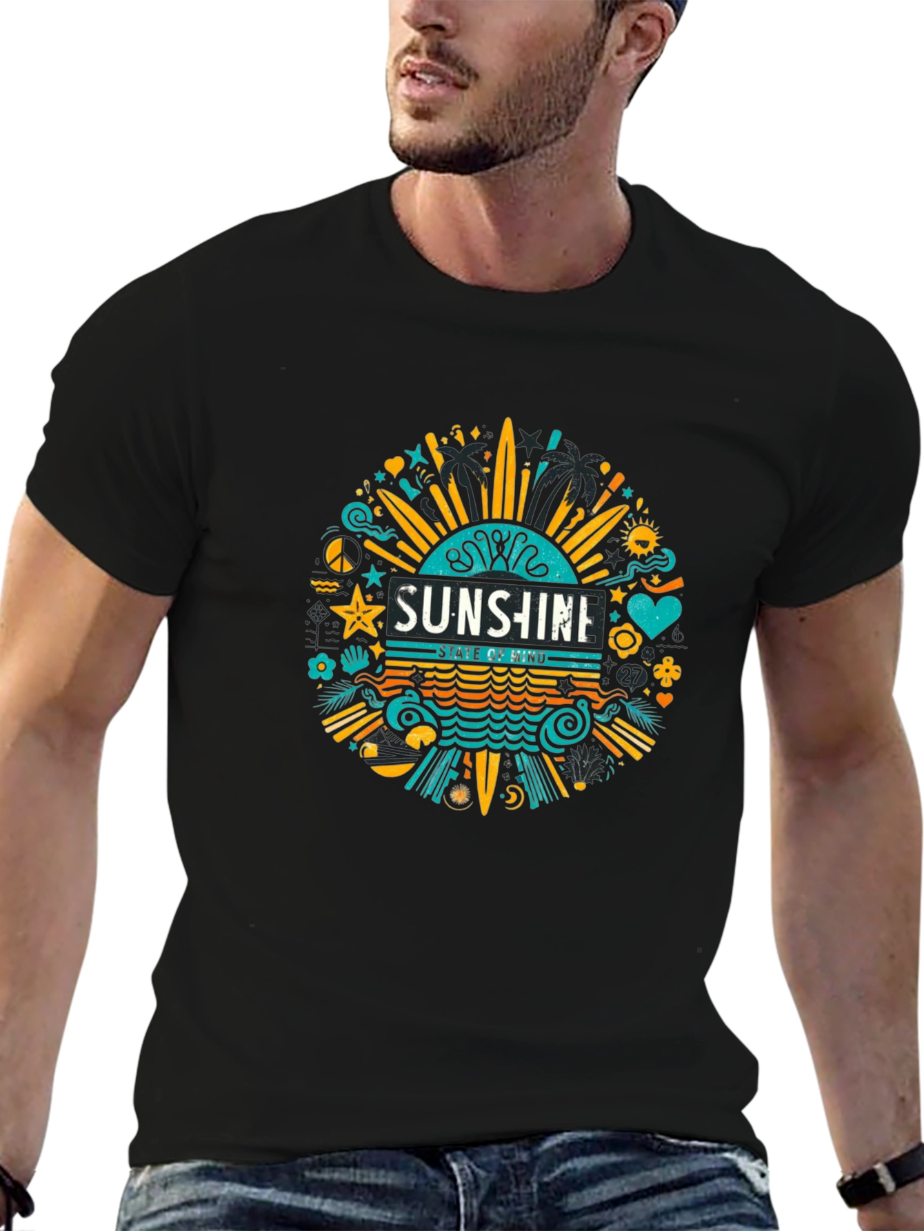 Sunshine State of Mind T-Shirt - Black Graphic Tee