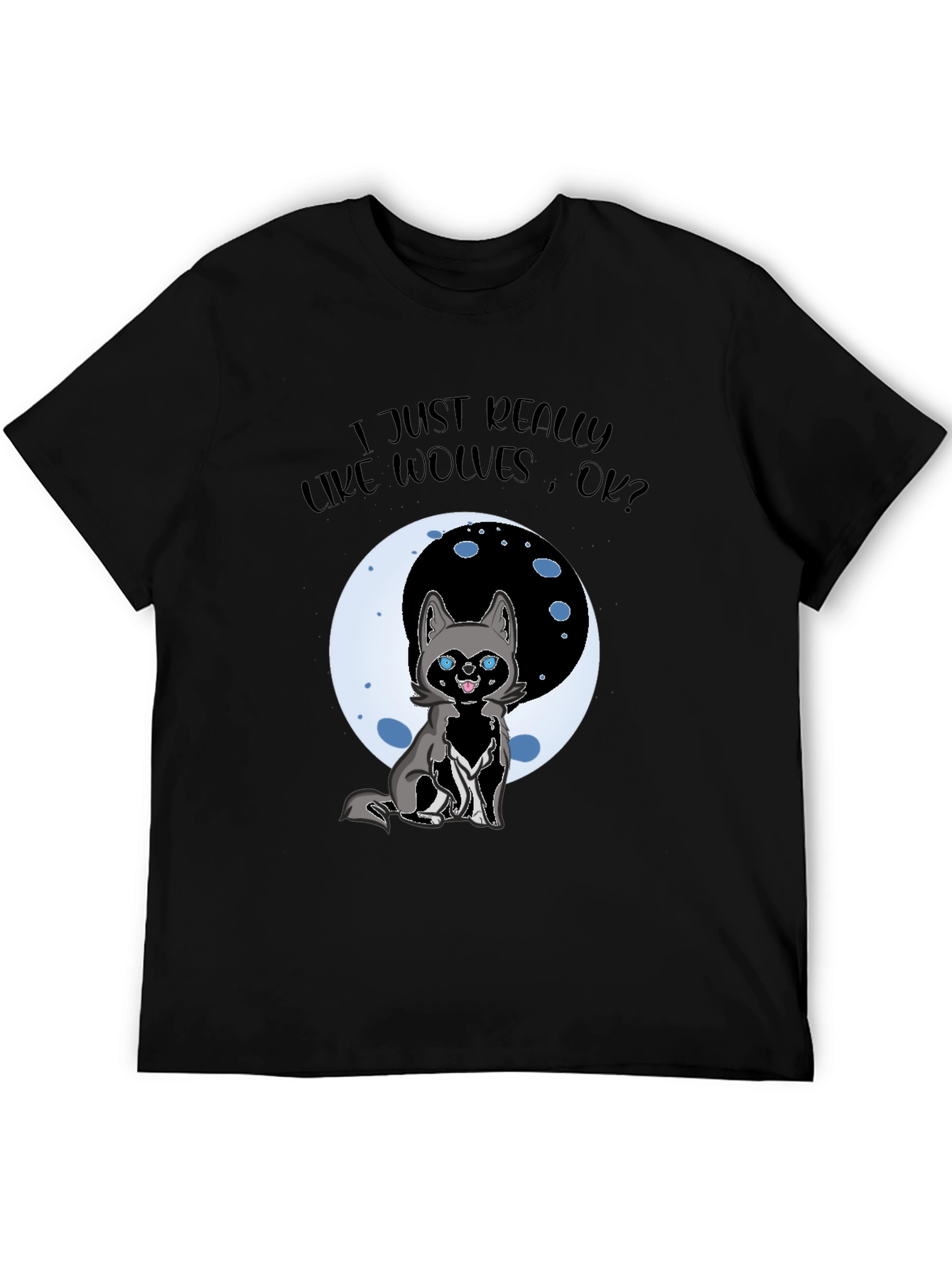Wolf Lover Graphic T-Shirt - Cute Cartoon Wolf Design