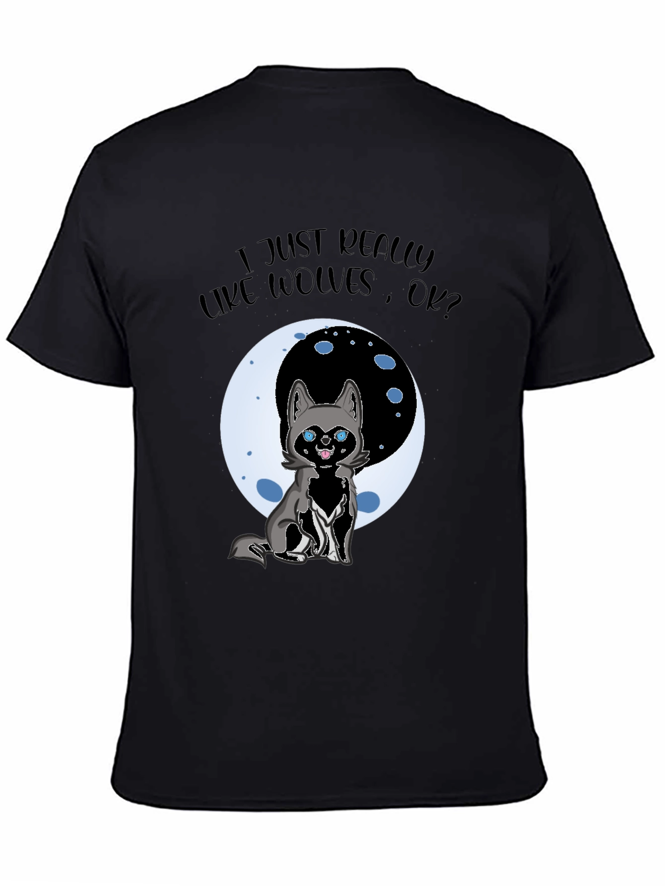 Wolf Lover Graphic T-Shirt - Cute Cartoon Wolf Design
