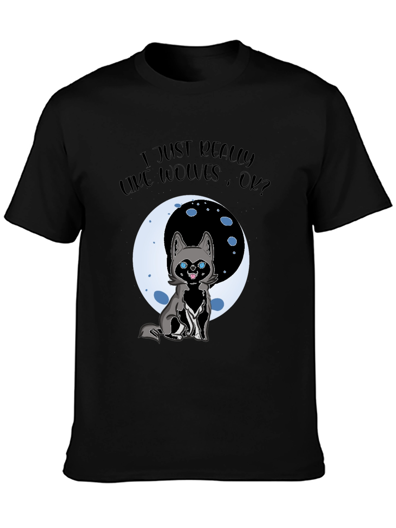 Wolf Lover Graphic T-Shirt - Cute Cartoon Wolf Design