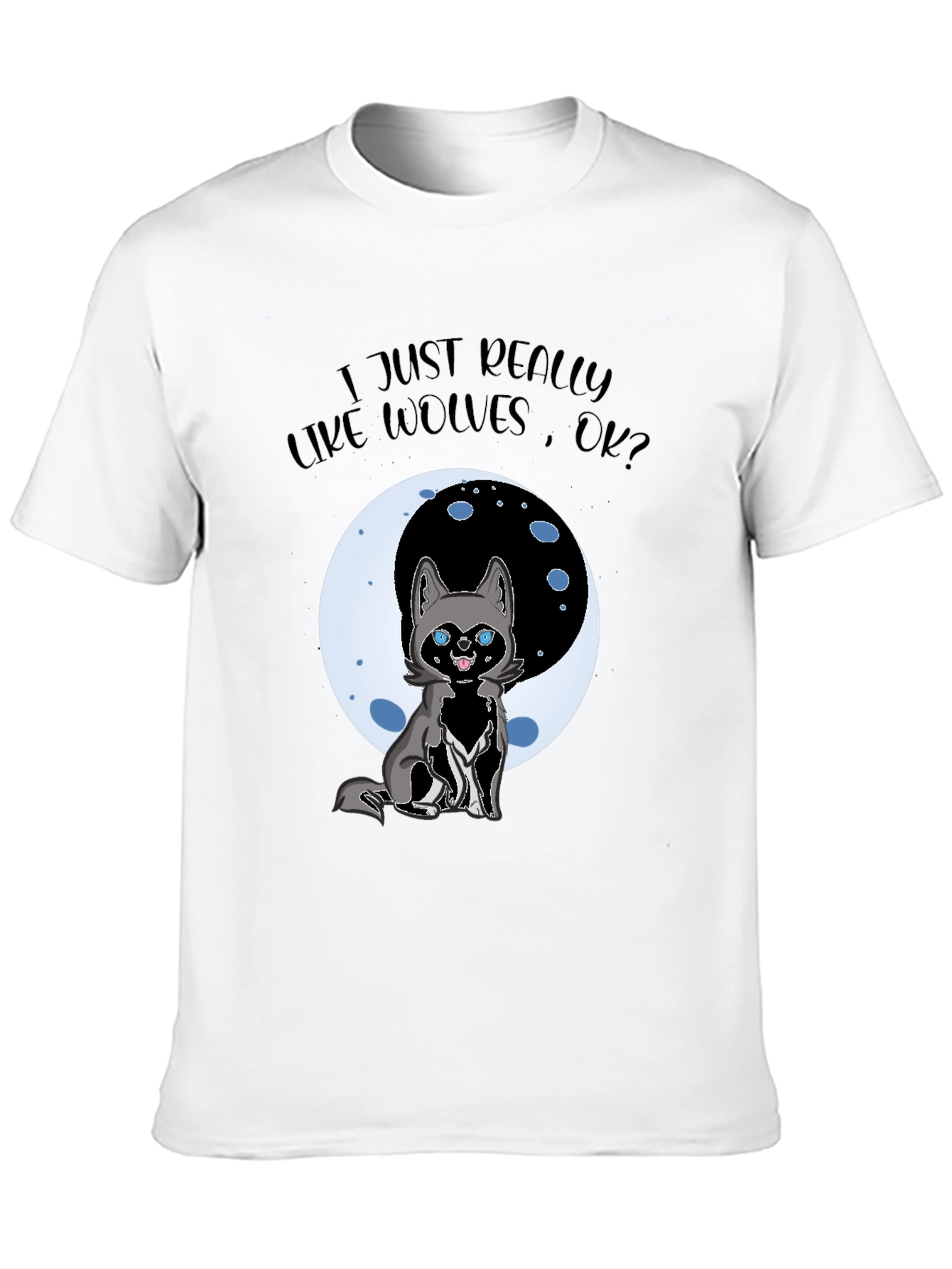 Wolf Lover Graphic T-Shirt - Cute Cartoon Wolf Design