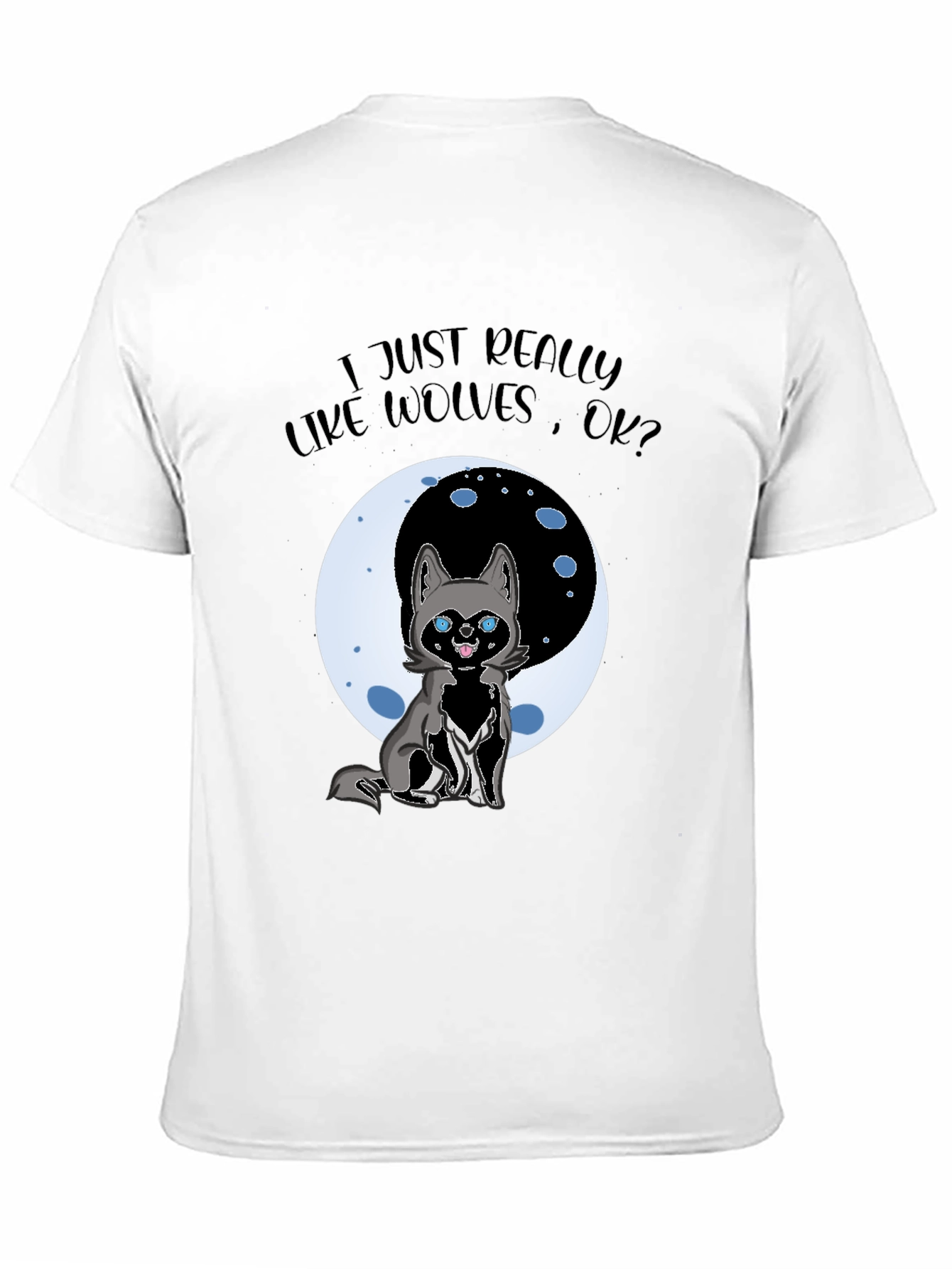 Wolf Lover Graphic T-Shirt - Cute Cartoon Wolf Design