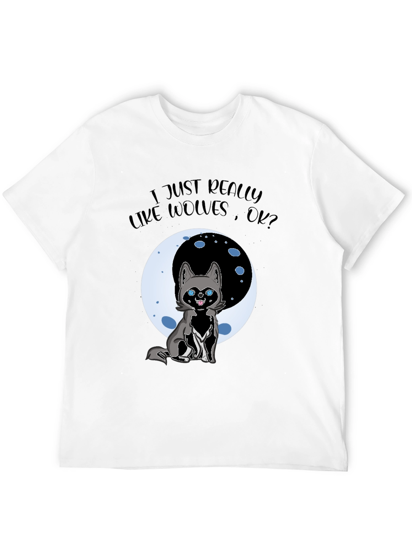 Wolf Lover Graphic T-Shirt - Cute Cartoon Wolf Design