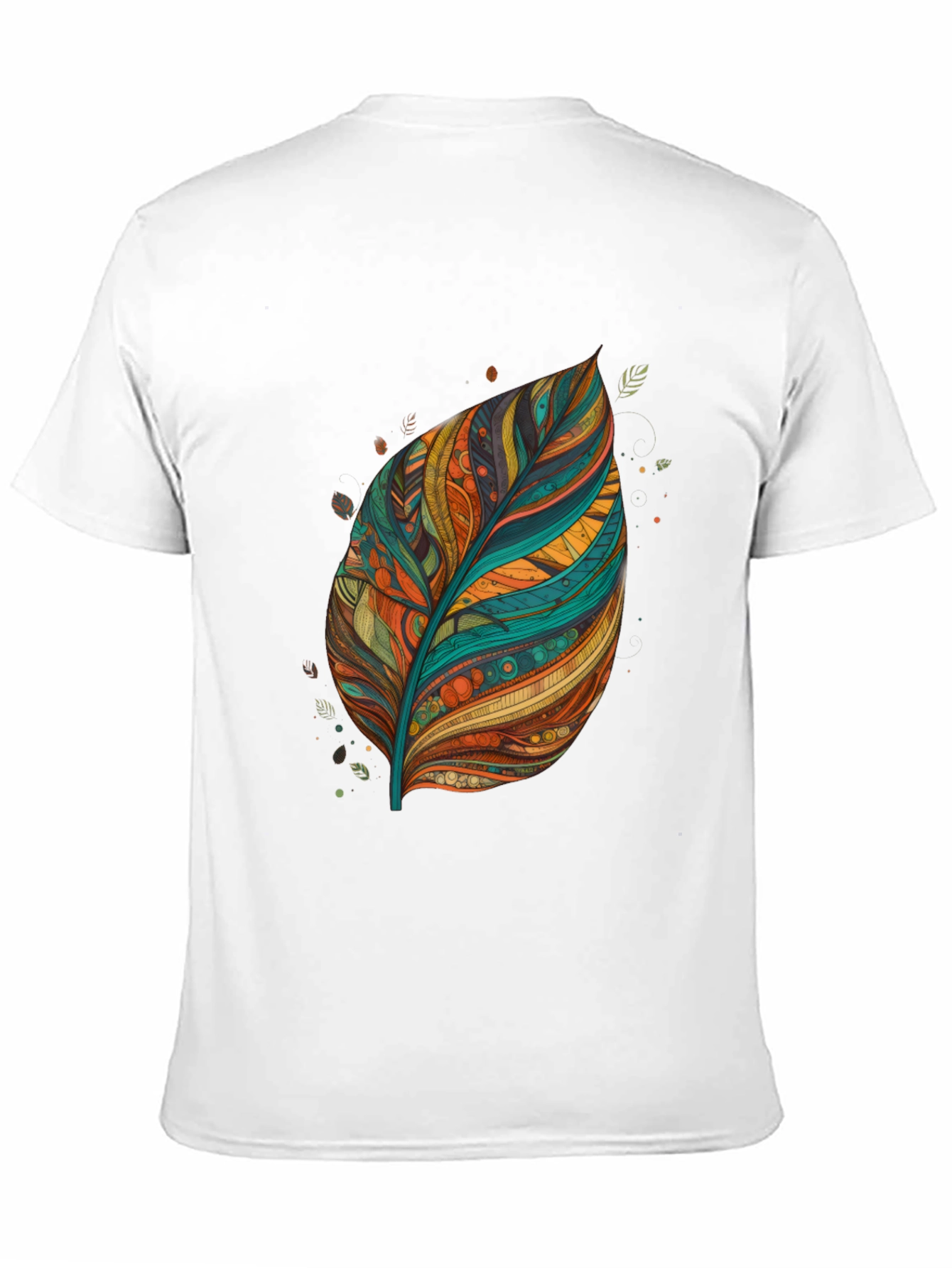 Artistic Feather Print Black T-Shirt