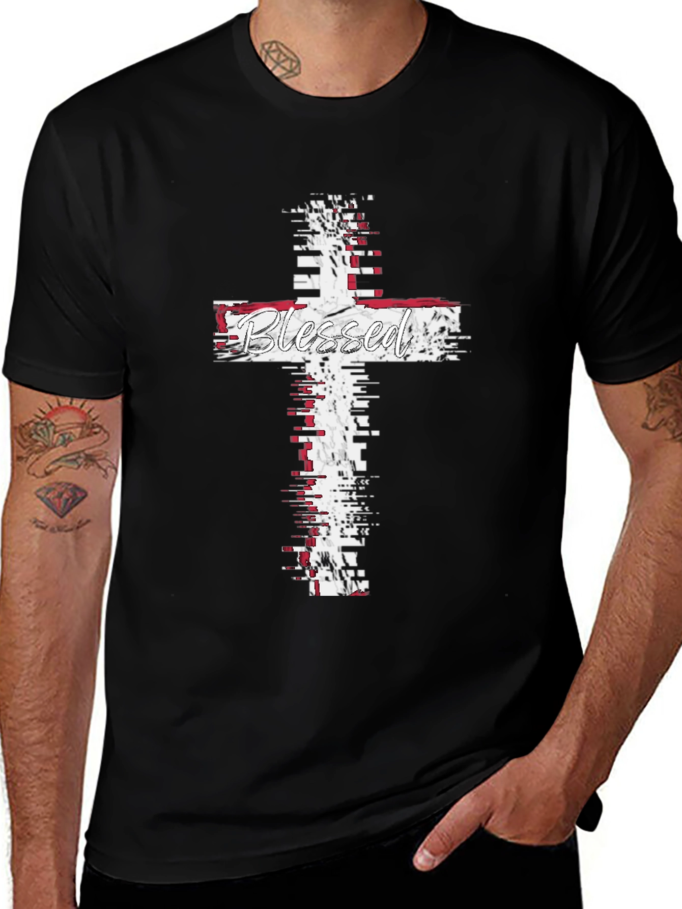 Blessed Cross Graphic T-Shirt - Christian Faith Apparel