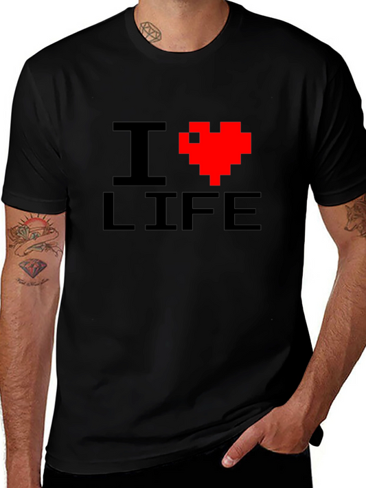 Pixel Heart Graphic Tee - I Love Life