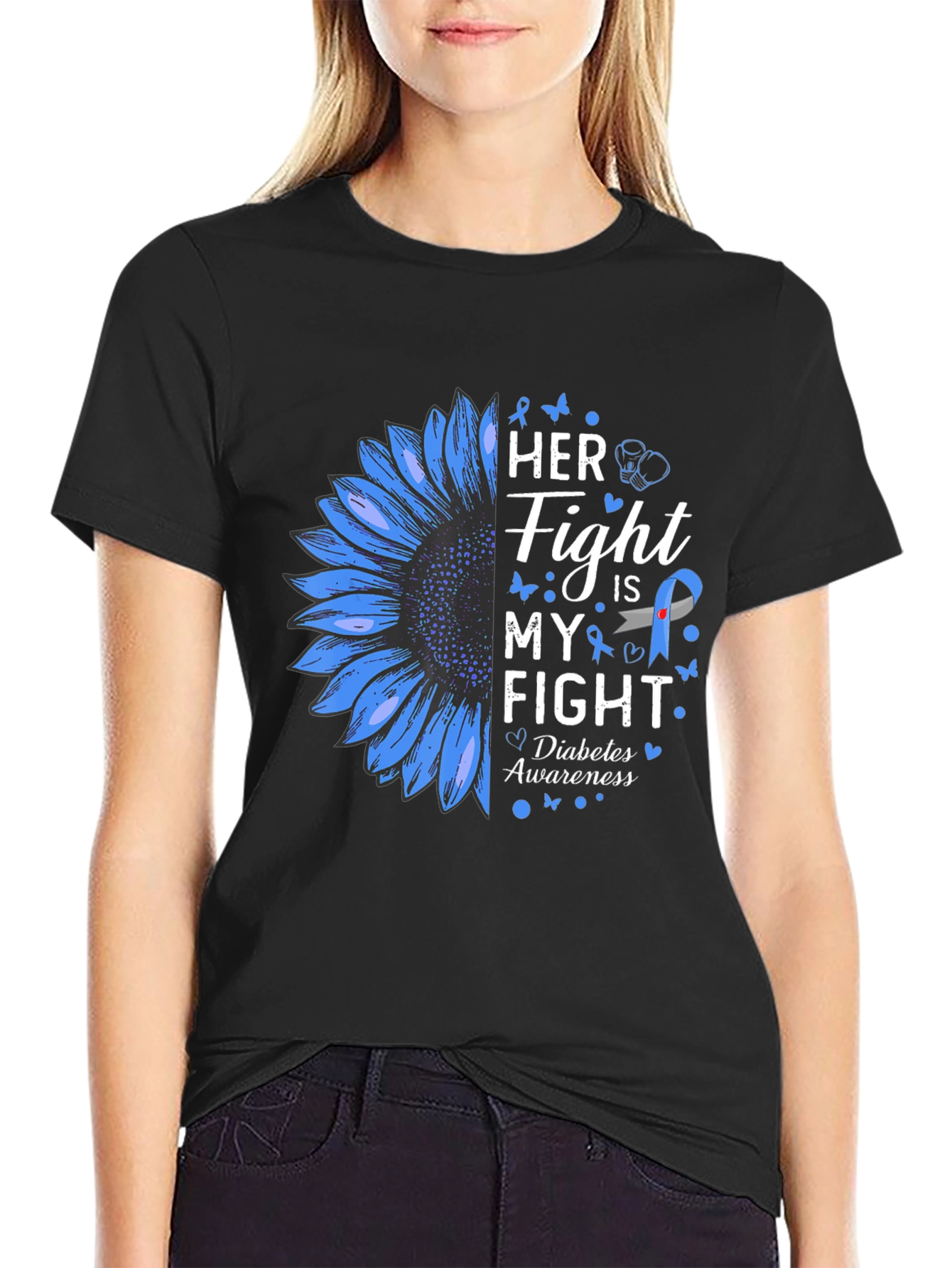 Diabetes Awareness T-Shirt - Her Fight is My Fight
