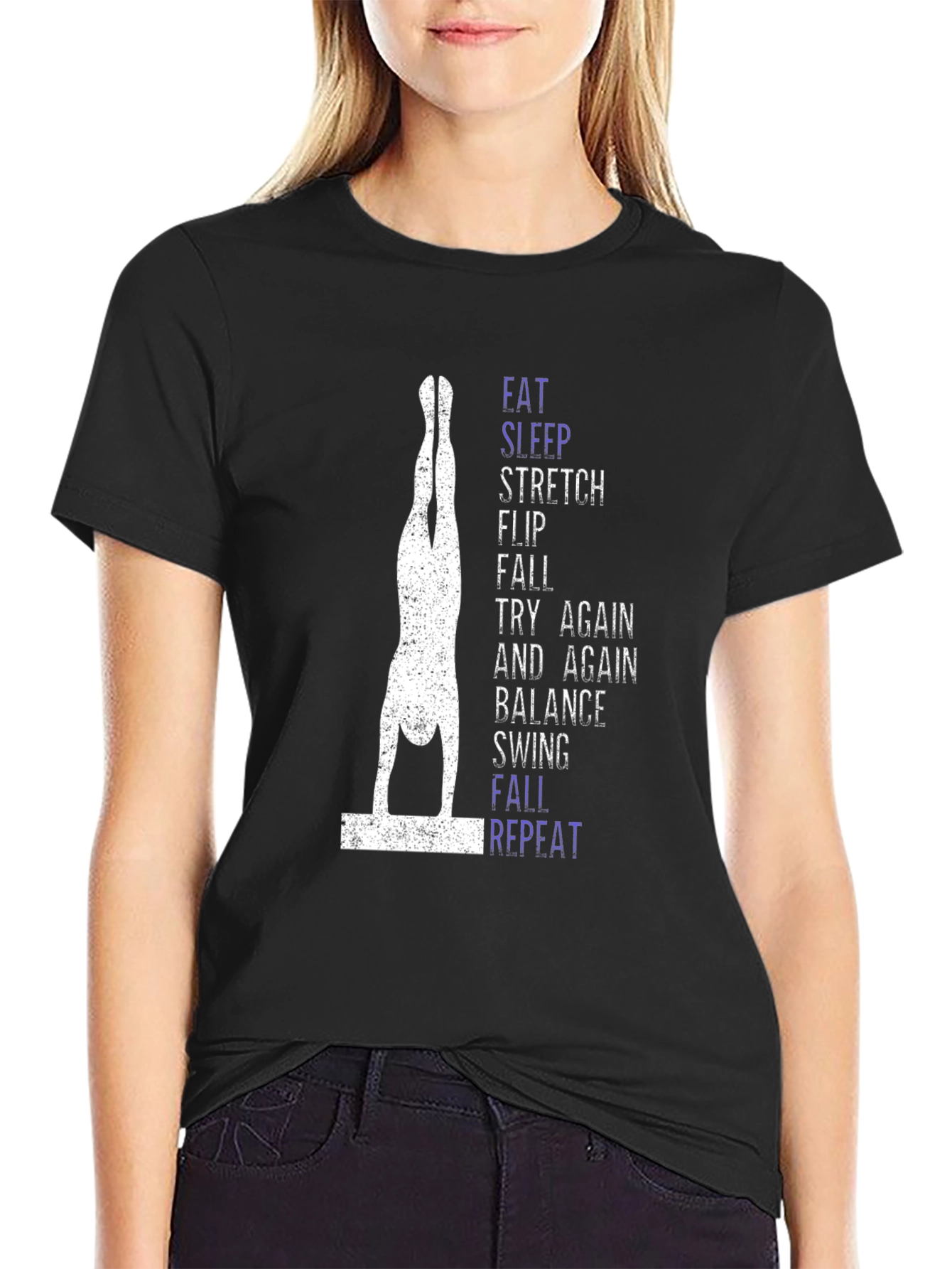 Gymnastics Balance T-Shirt - Eat Sleep Stretch