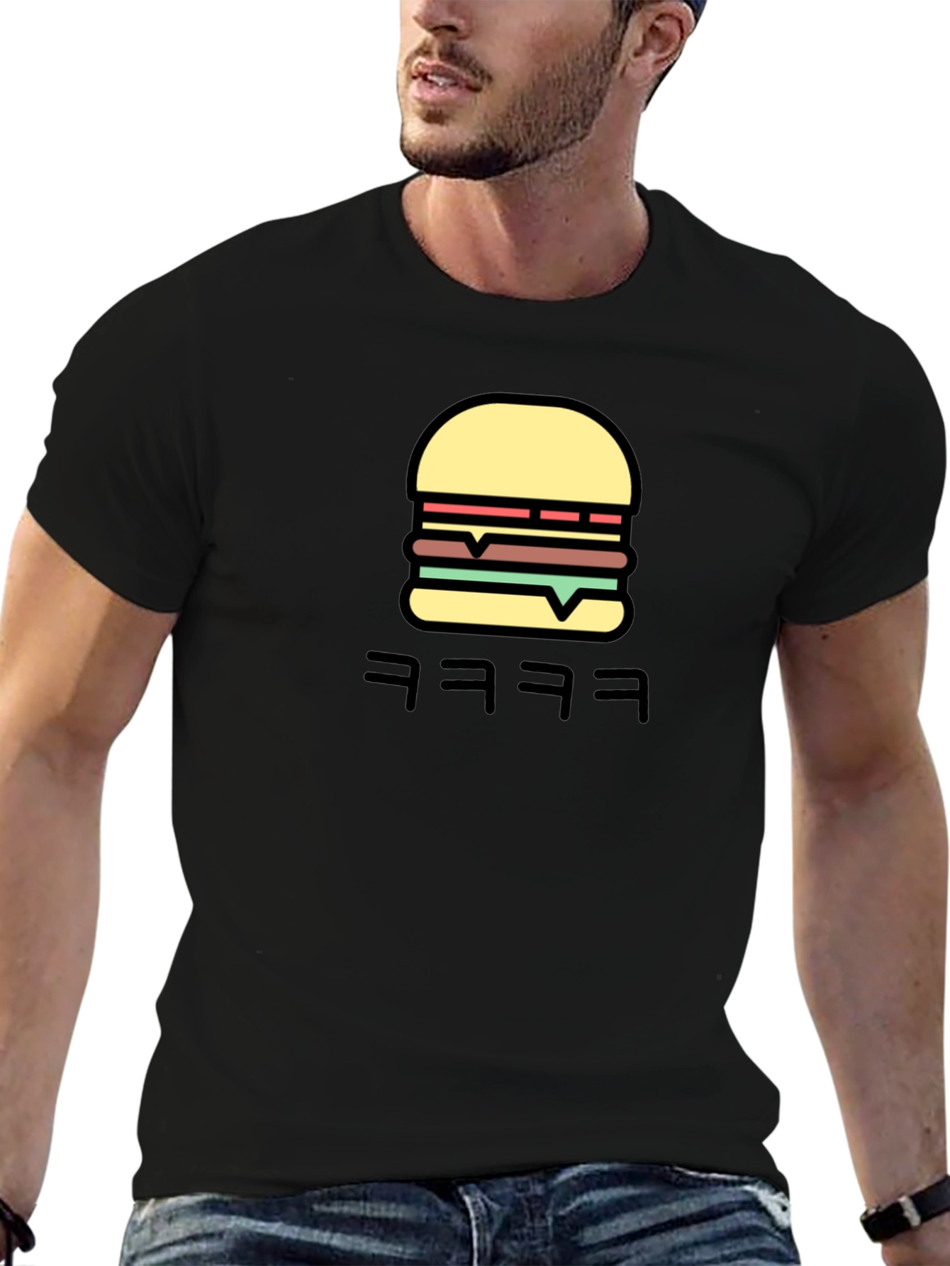 Burger Graphic Black T-Shirt - Funny Streetwear