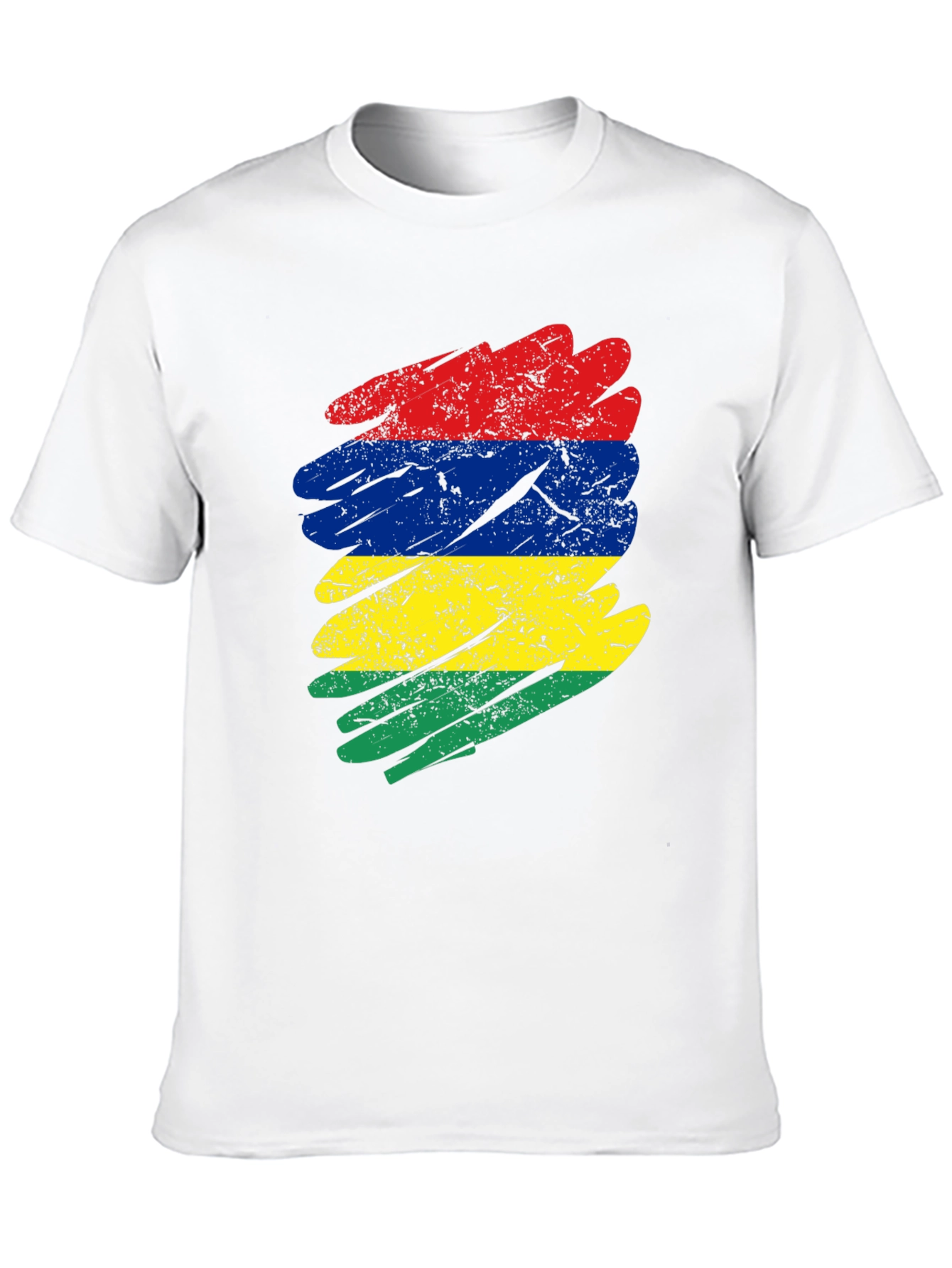 Mauritius Flag Brush Stroke Graphic T-Shirt