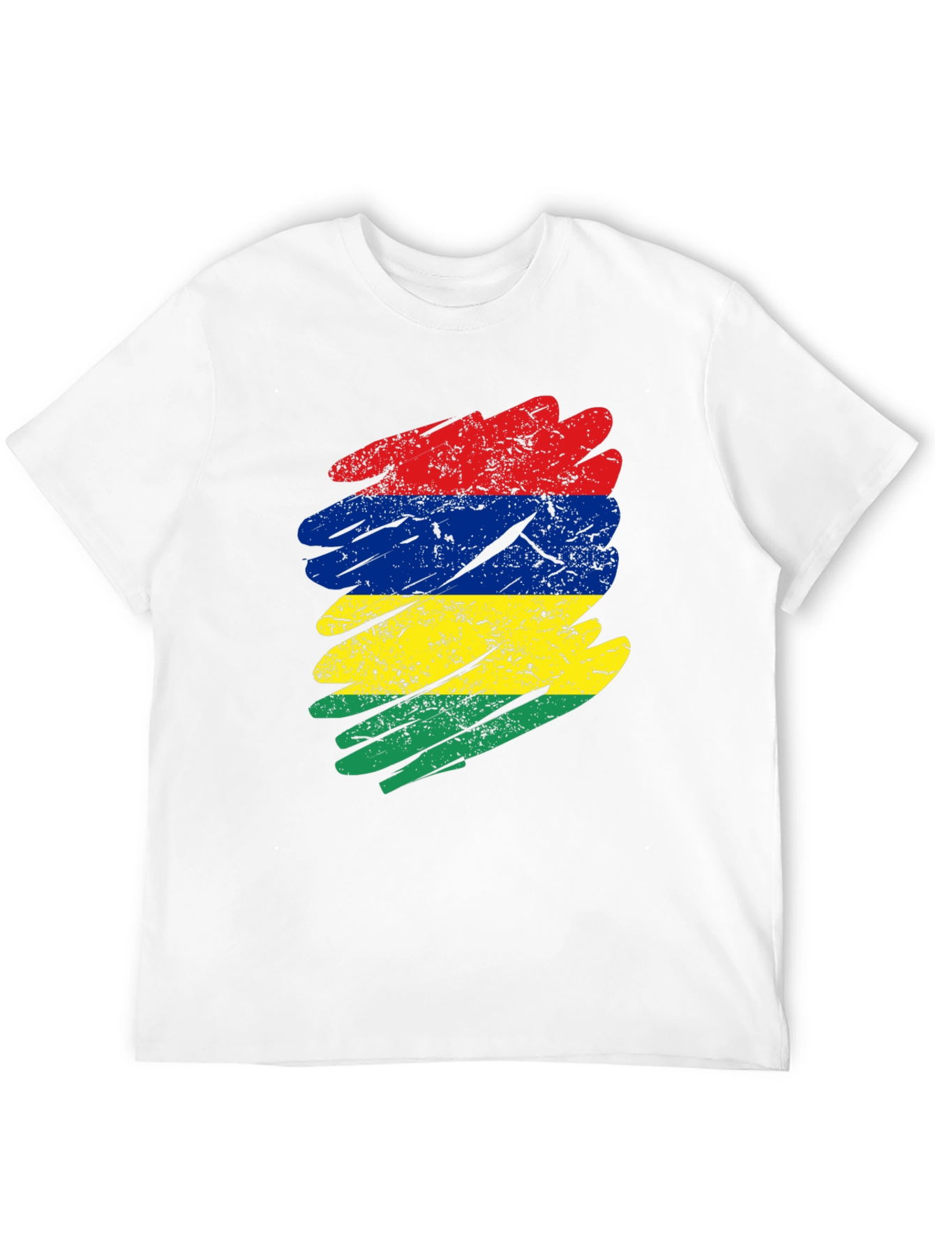 Mauritius Flag Brush Stroke Graphic T-Shirt