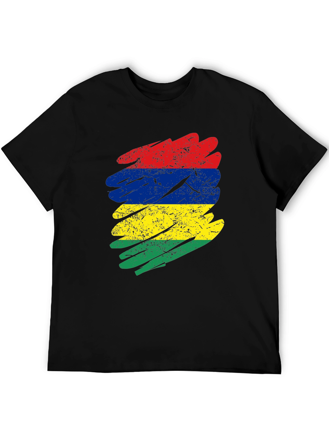 Mauritius Flag Brush Stroke Graphic T-Shirt