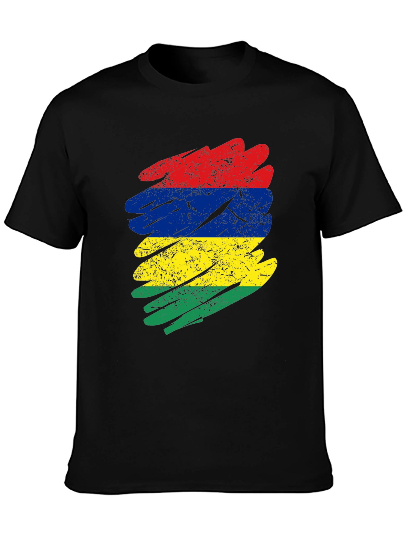 Mauritius Flag Brush Stroke Graphic T-Shirt