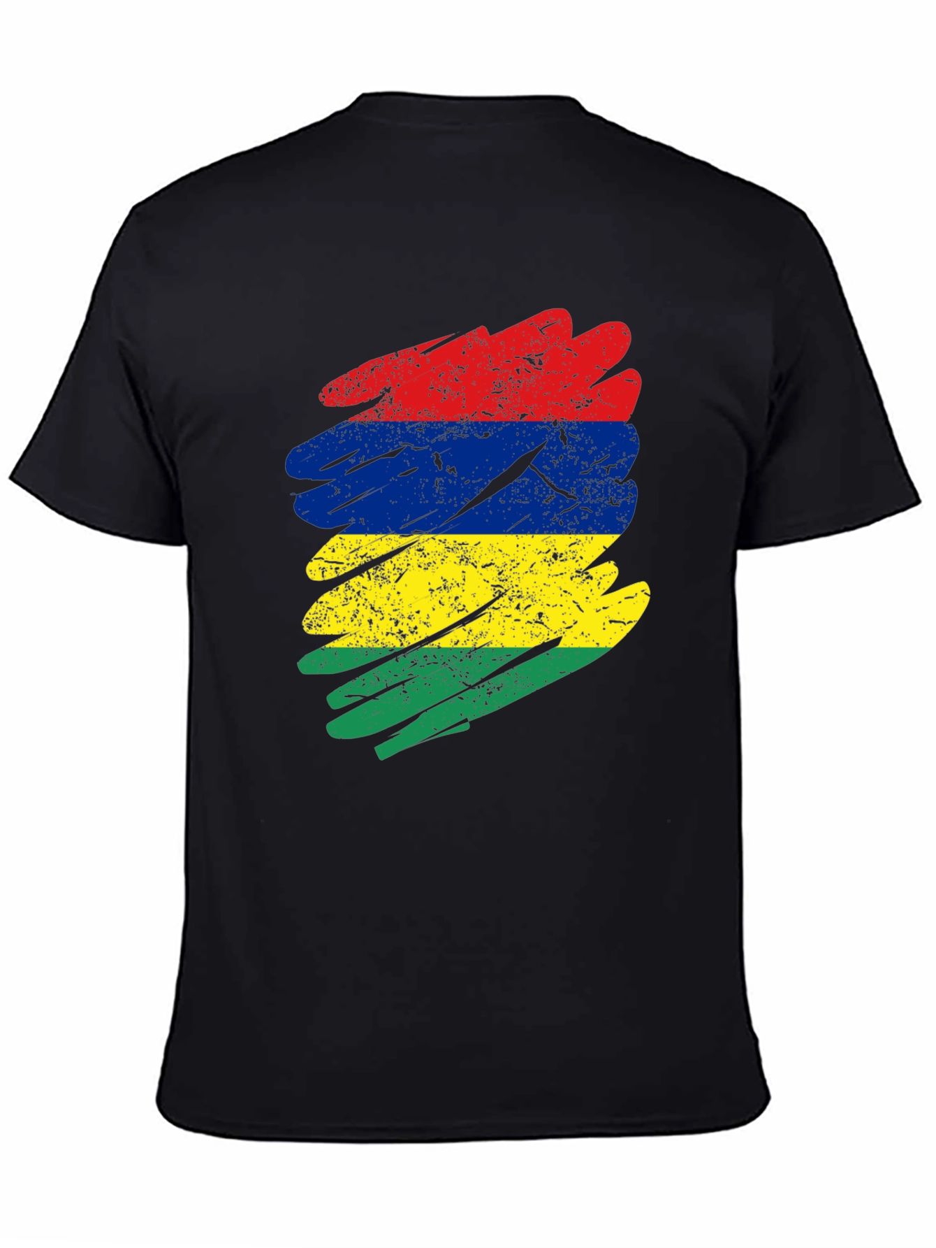Mauritius Flag Brush Stroke Graphic T-Shirt