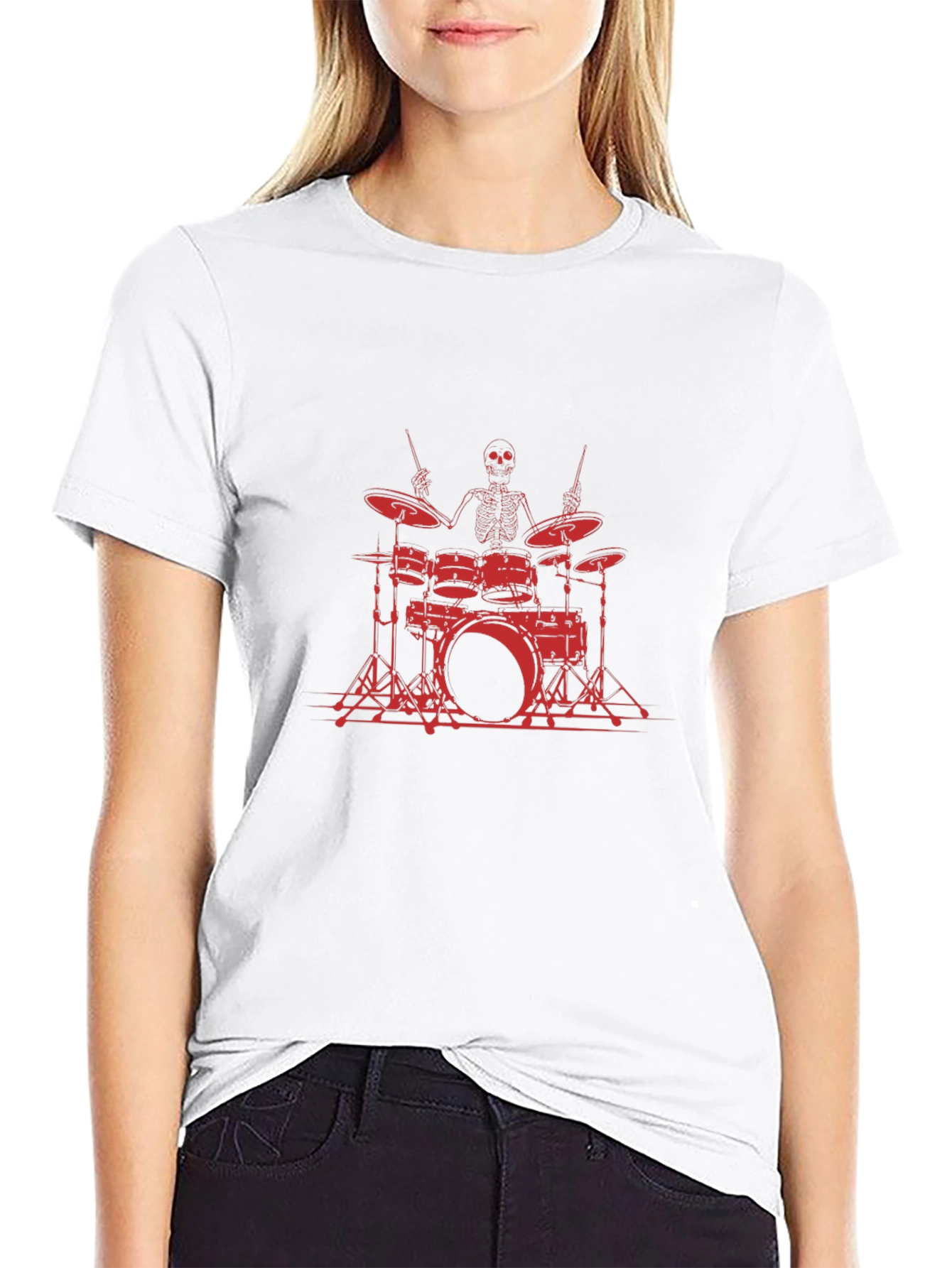 Skeleton Drummer Black Graphic Tee