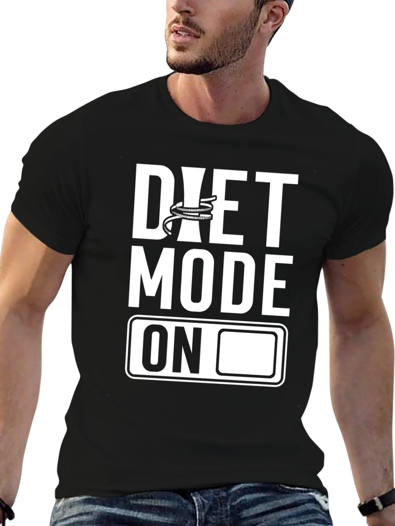 Diet Mode On Graphic Tee - Black Cotton T-Shirt