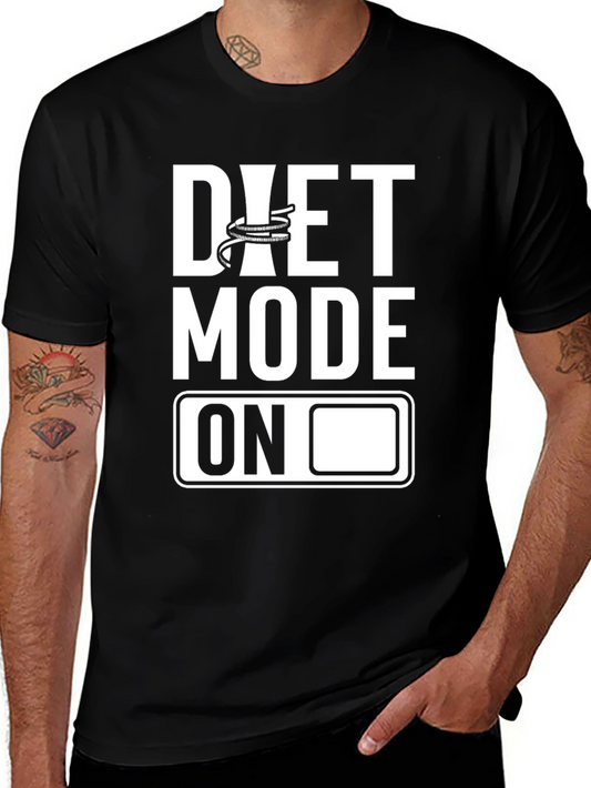 Diet Mode On Graphic Tee - Black Cotton T-Shirt