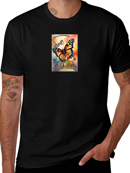 Soft Dreams Butterfly Graphic Tee - Black Cotton Blend