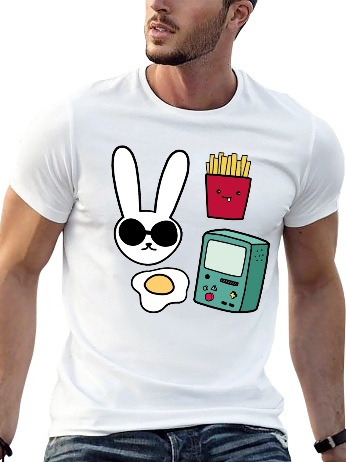Funny Graphic Tee - Bunny Fries Game Egg