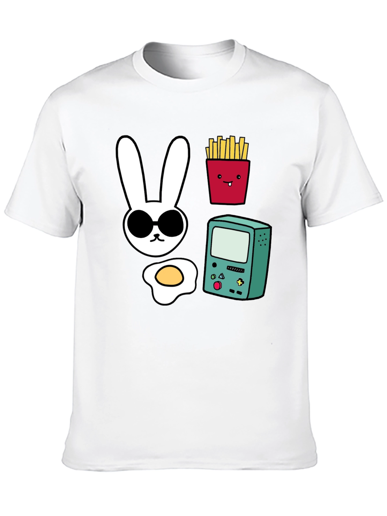 Funny Graphic Tee - Bunny Fries Game Egg
